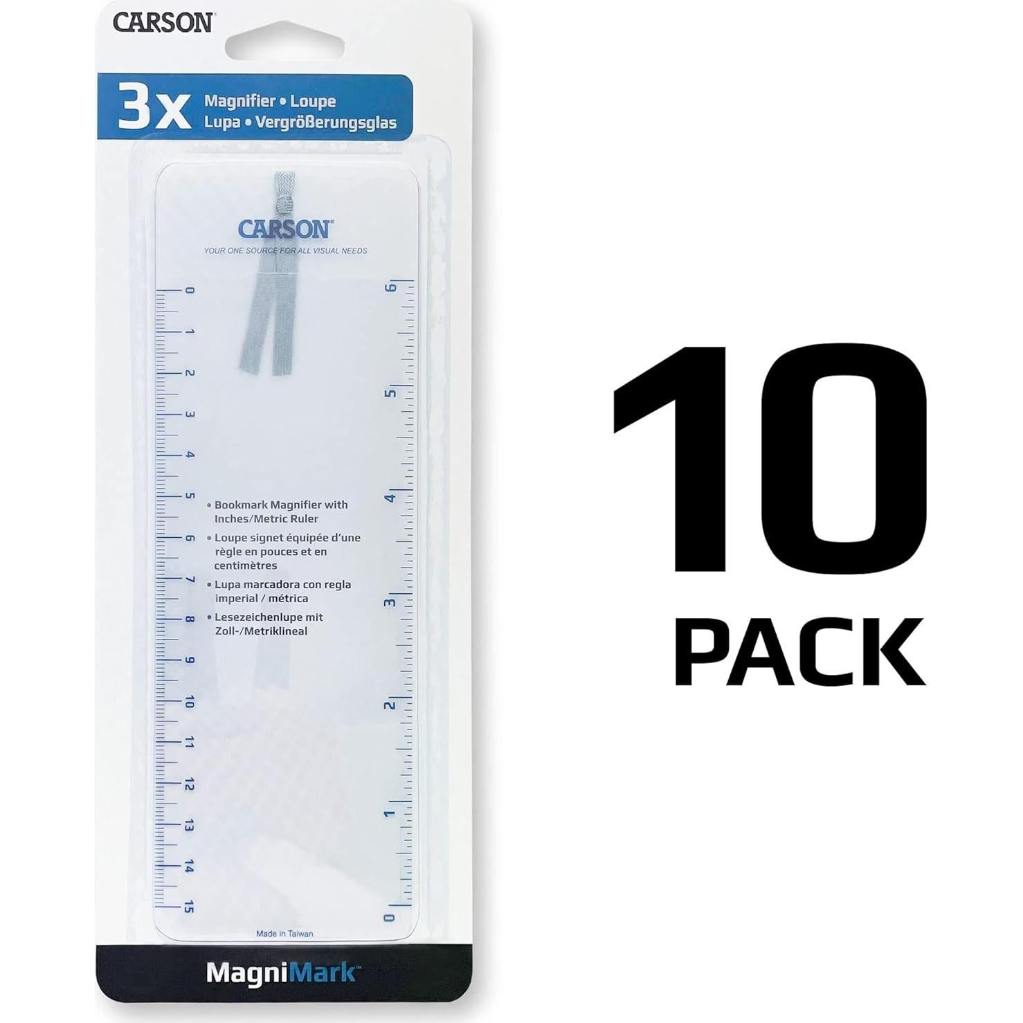 Lupa de Página Fresnel Carson MagniMark 3x con Regla 15.24 cm - 10 Unidades