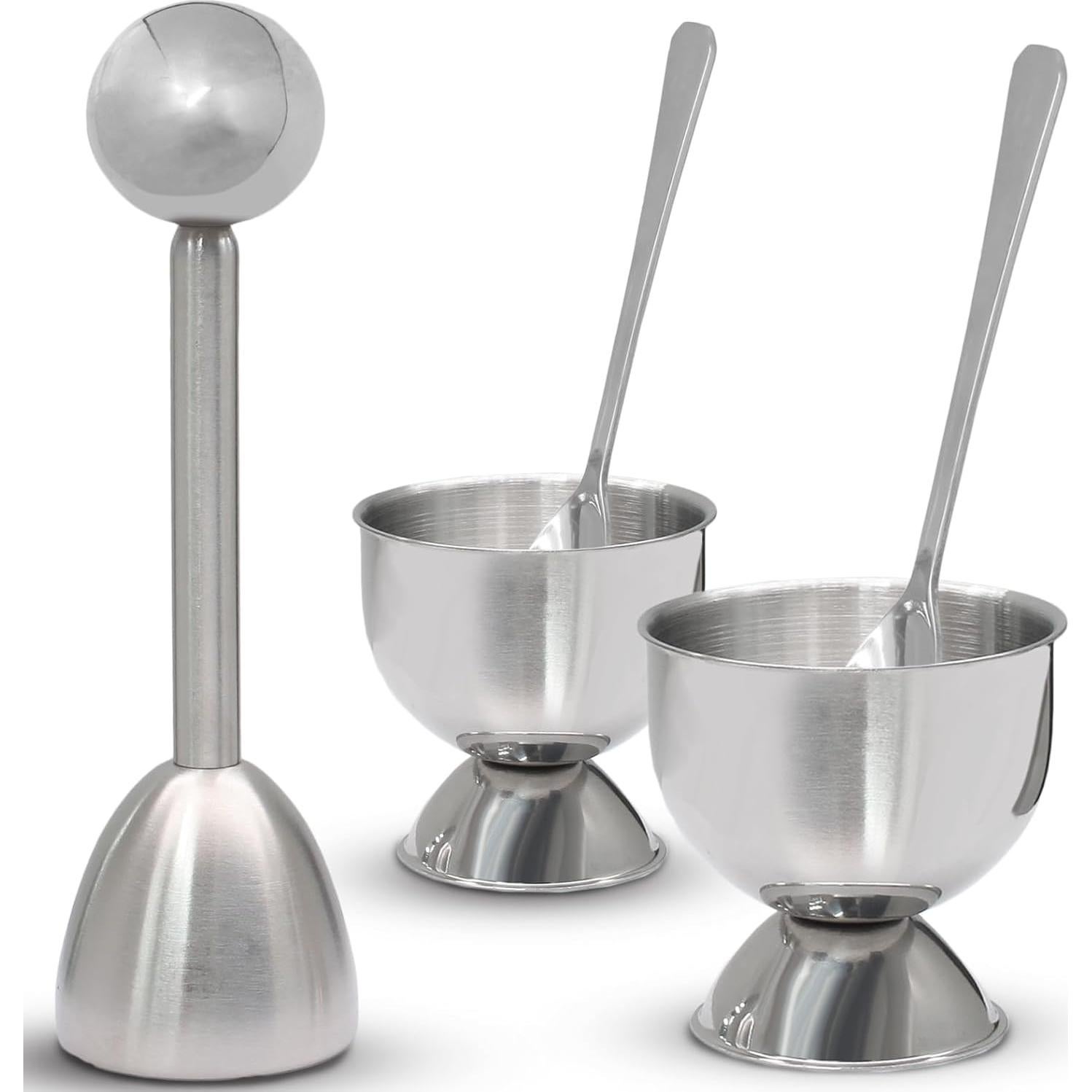 Juego de Tazas y Cortador de Huevos Acero Inoxidable Vibedor