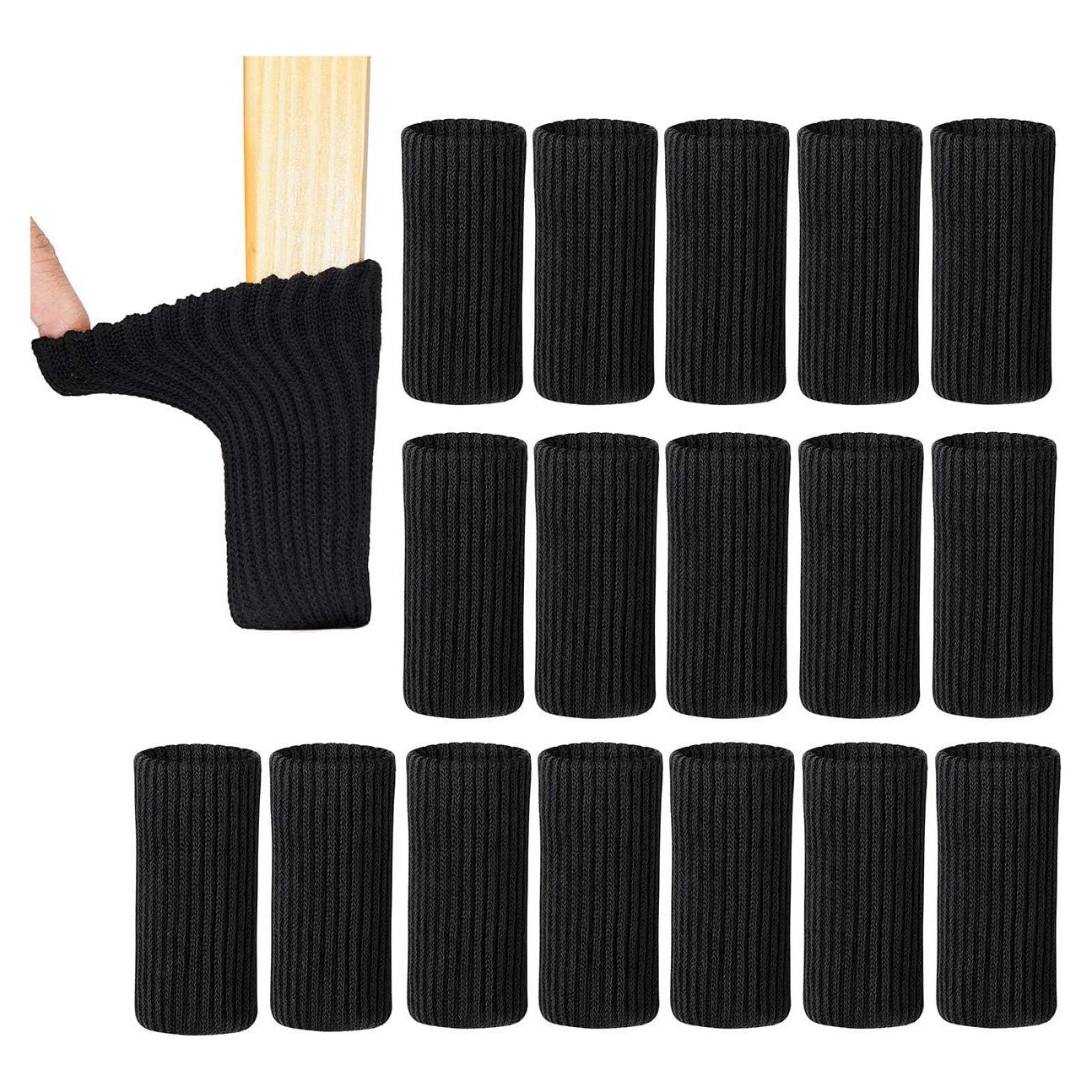 24 Protectores de Patas de Silla UrsoKuz - Calcetines Negros