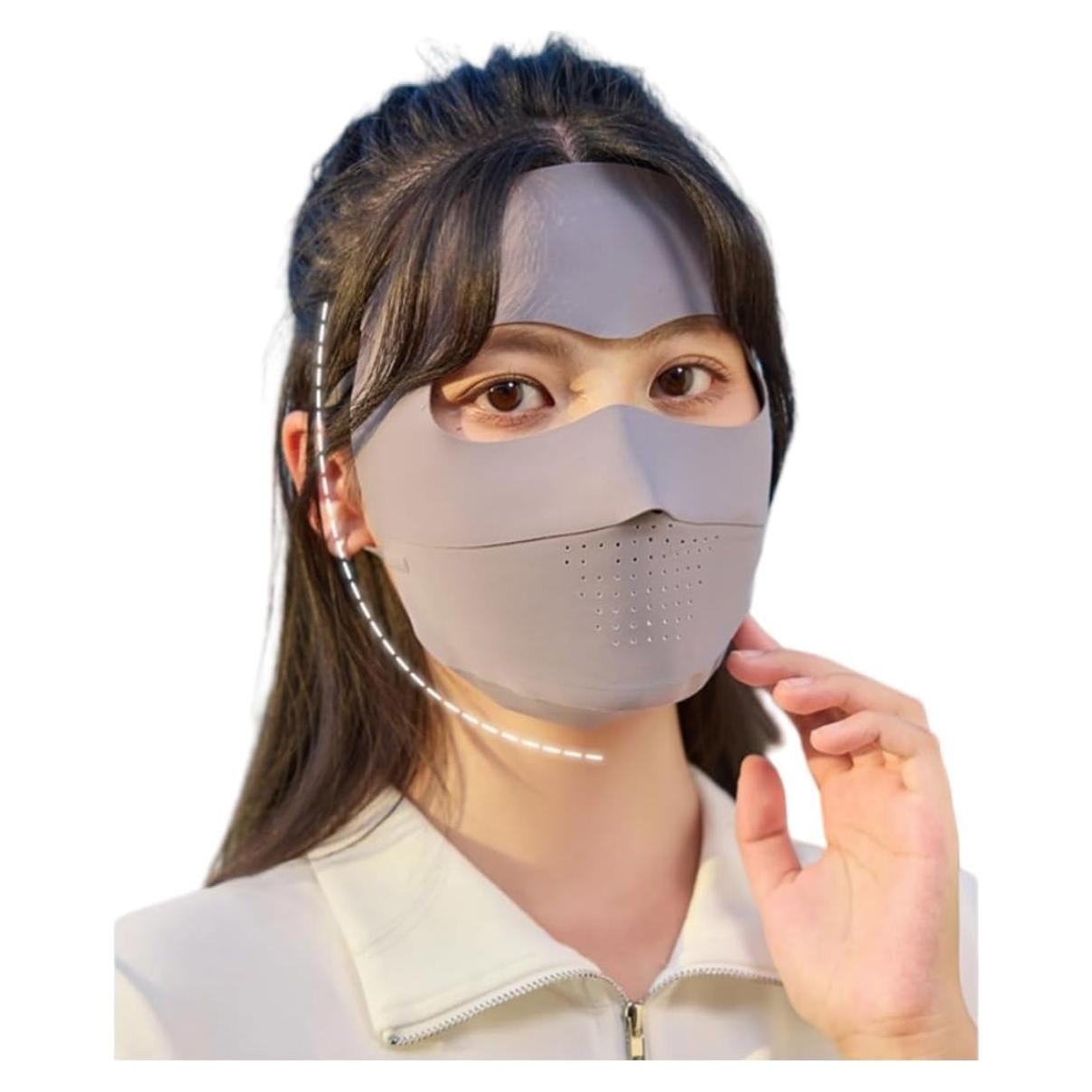 Cubierta Facial UV Transpirable UPF 50+ para Mujeres - Gris Oscuro