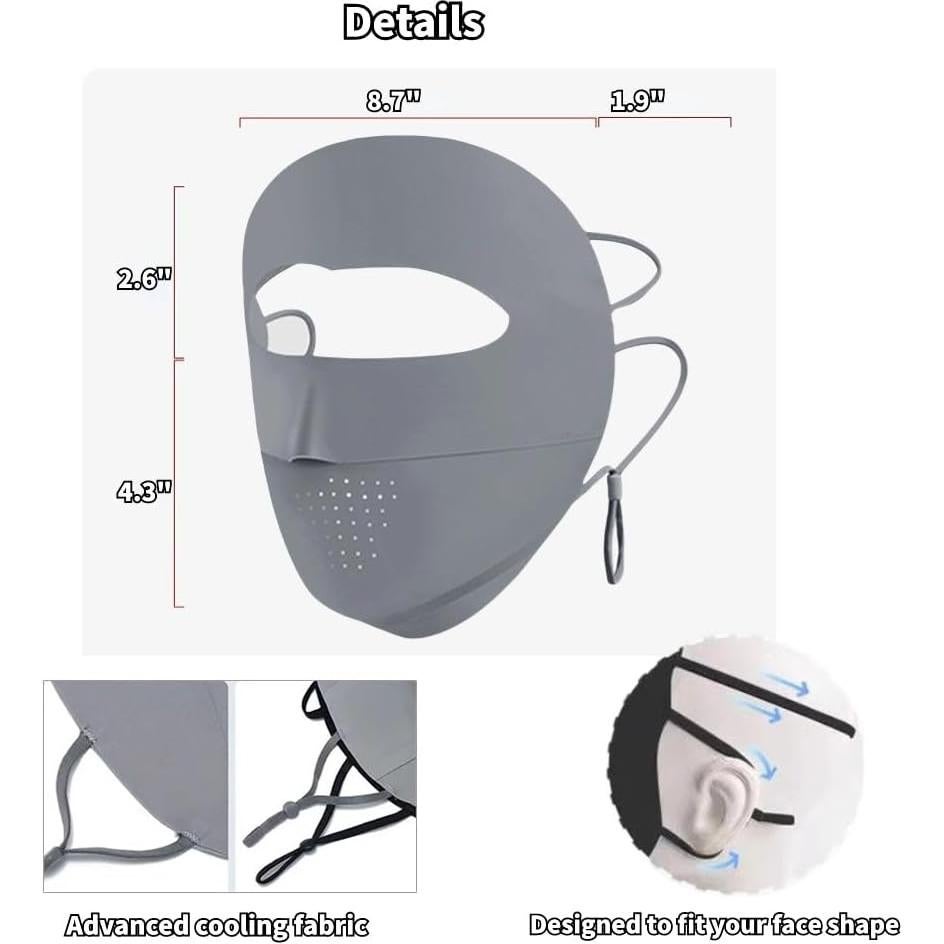 Cubierta Facial UV Transpirable UPF 50+ para Mujeres - Gris Oscuro