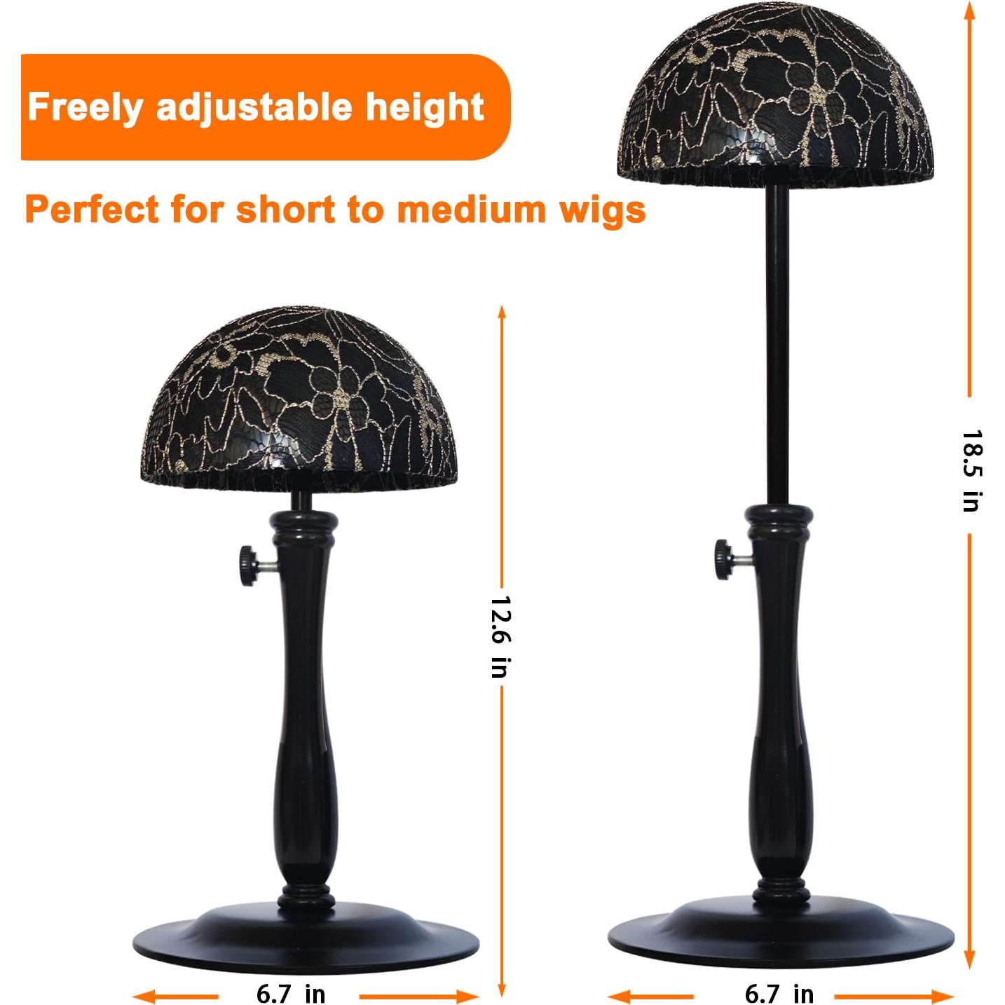 Soporte para Pelucas Ajustable WiZiWi Negro 32-47cm