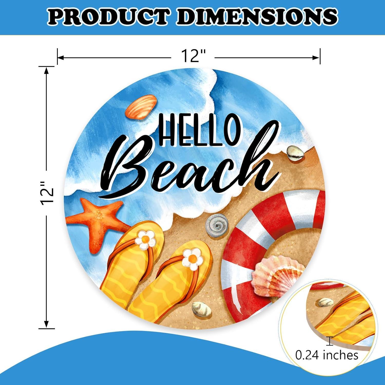 Cartel de Puerta Redondo Bolisom Hola Playa 30.48 cm Decoración