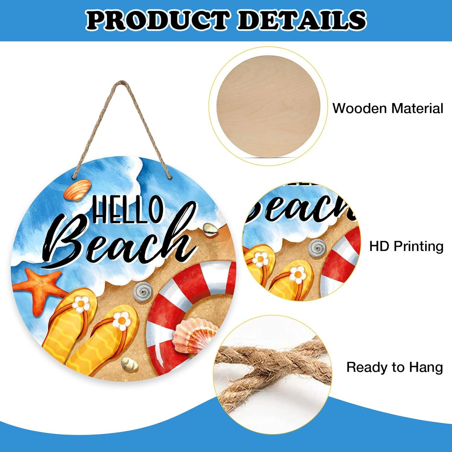 Cartel de Puerta Redondo Bolisom Hola Playa 30.48 cm Decoración