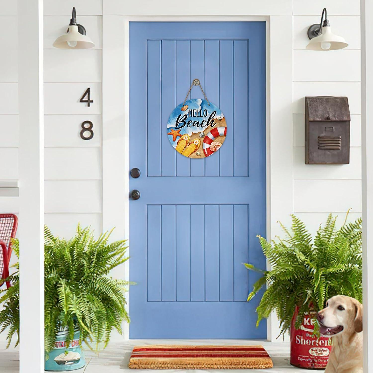 Cartel de Puerta Redondo Bolisom Hola Playa 30.48 cm Decoración