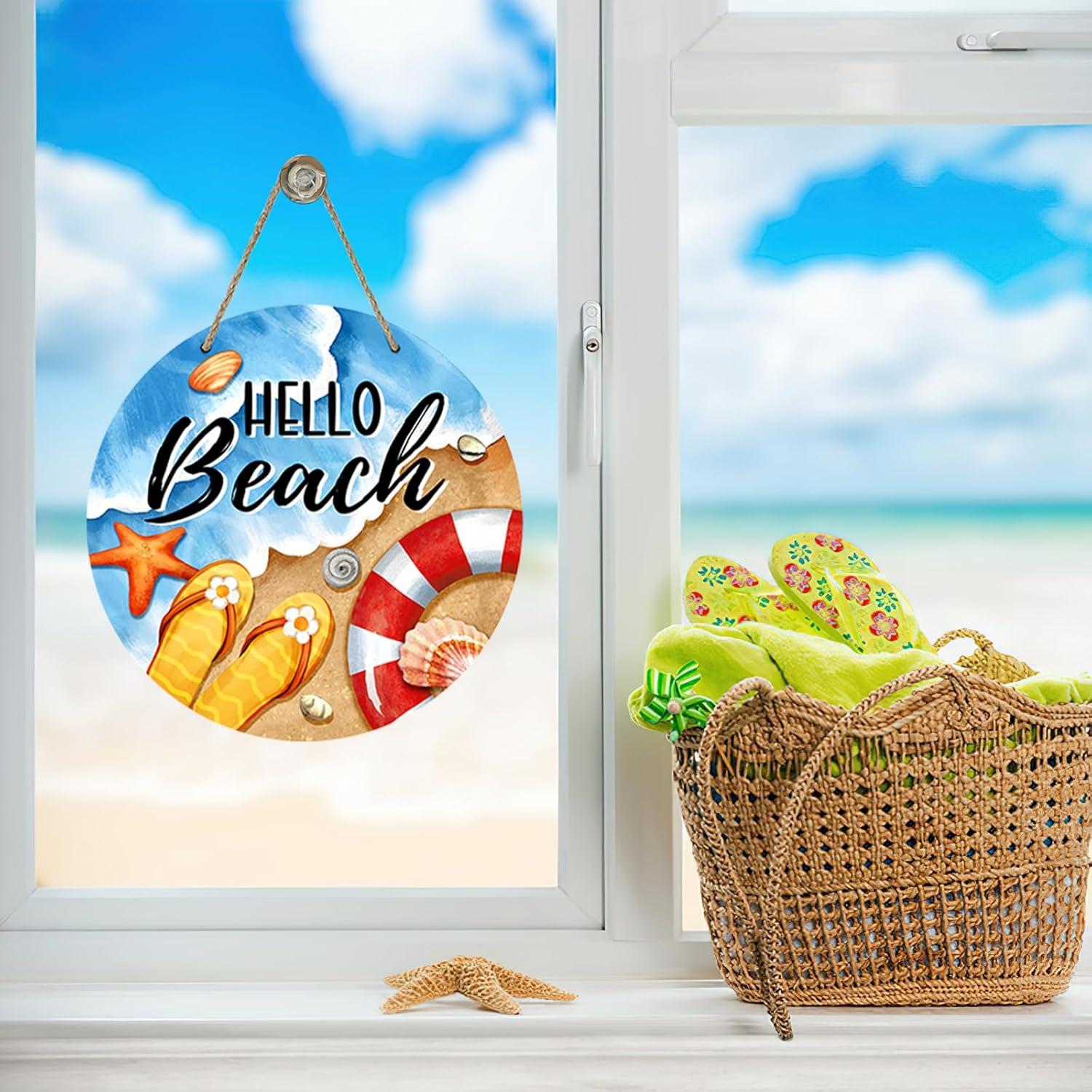 Cartel de Puerta Redondo Bolisom Hola Playa 30.48 cm Decoración