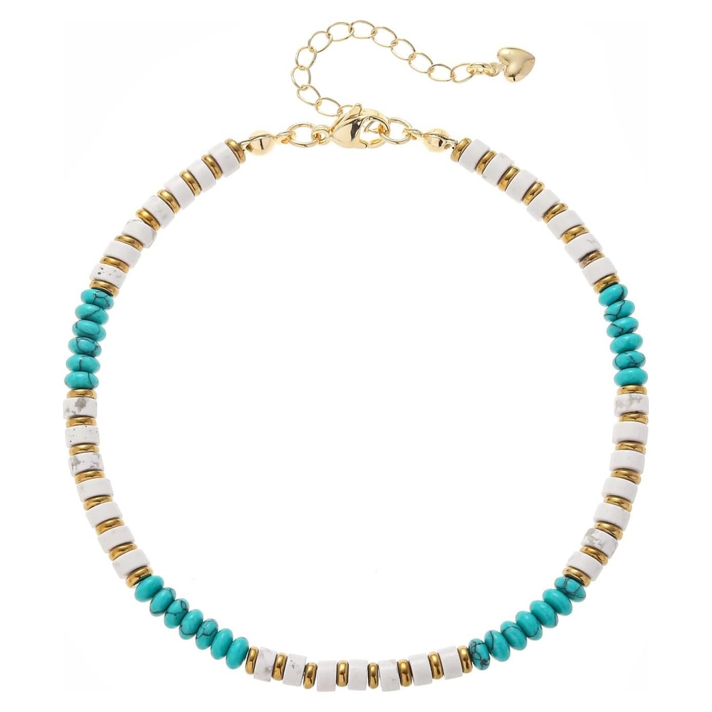 Pulsera de Tobillo Boho Hecha a Mano con Piedras Naturales 20 cm