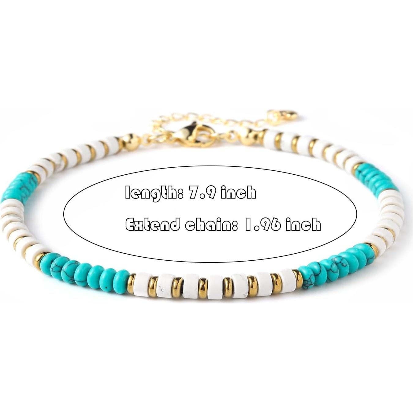 Pulsera de Tobillo Boho Hecha a Mano con Piedras Naturales 20 cm