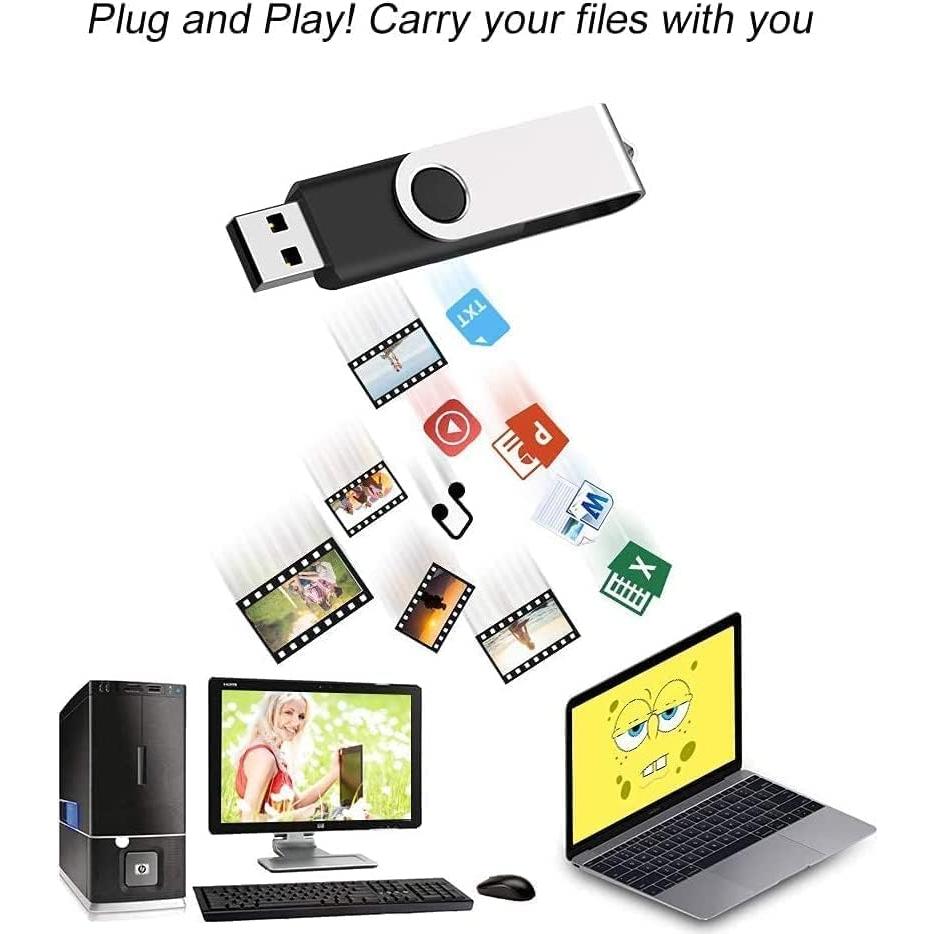 JUANWE Paquete de 10 USB 2.0 de 8GB Memoria Flash - Negro