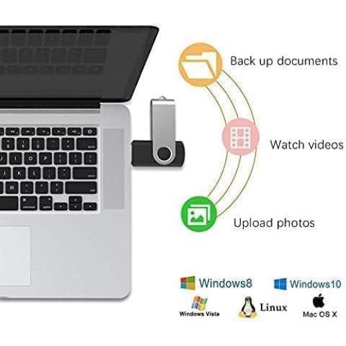 JUANWE Paquete de 10 USB 2.0 de 8GB Memoria Flash - Negro