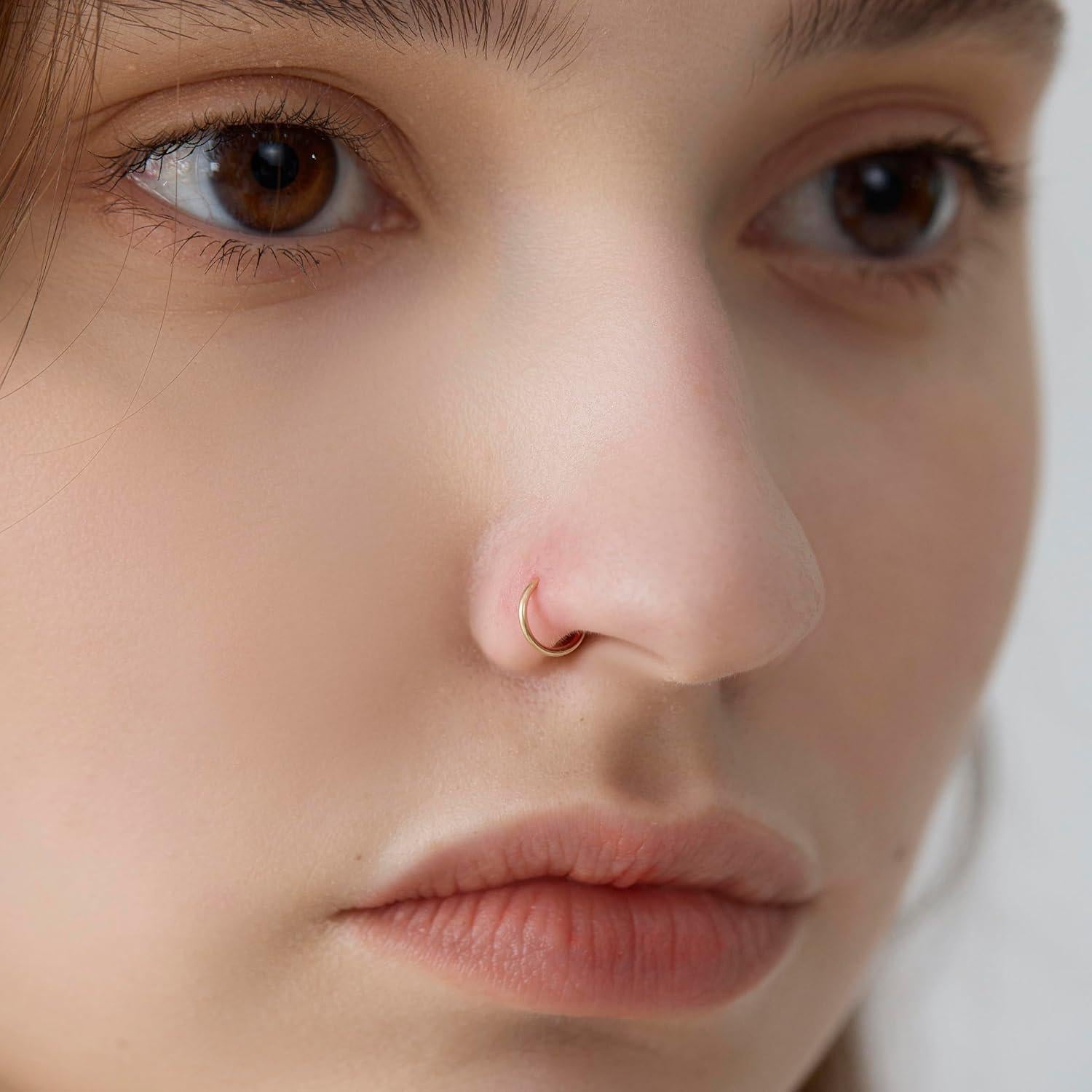 Aro de Nariz Dorado 14K 5mm 20g Hipoalergénico Unisex