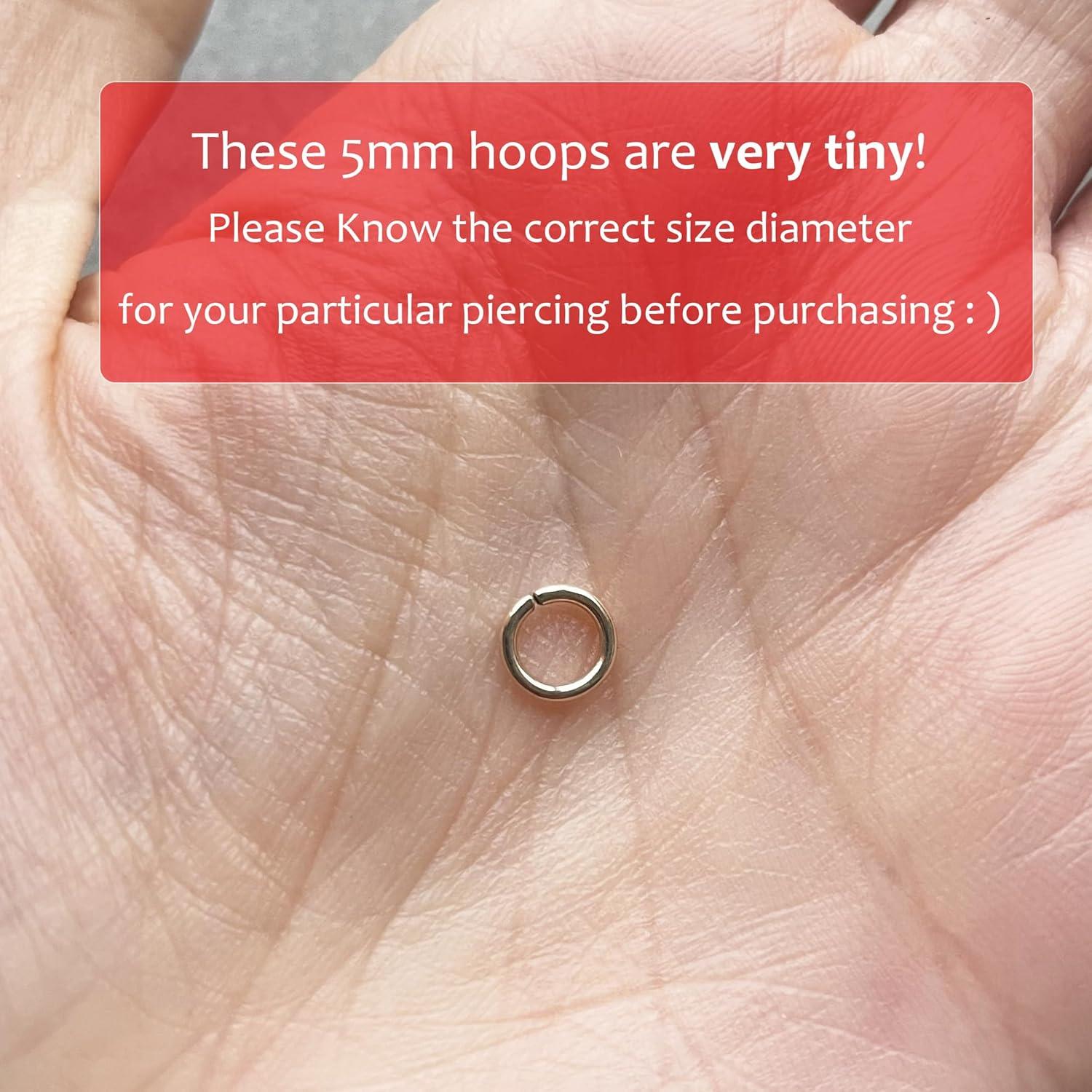 Aro de Nariz Dorado 14K 5mm 20g Hipoalergénico Unisex