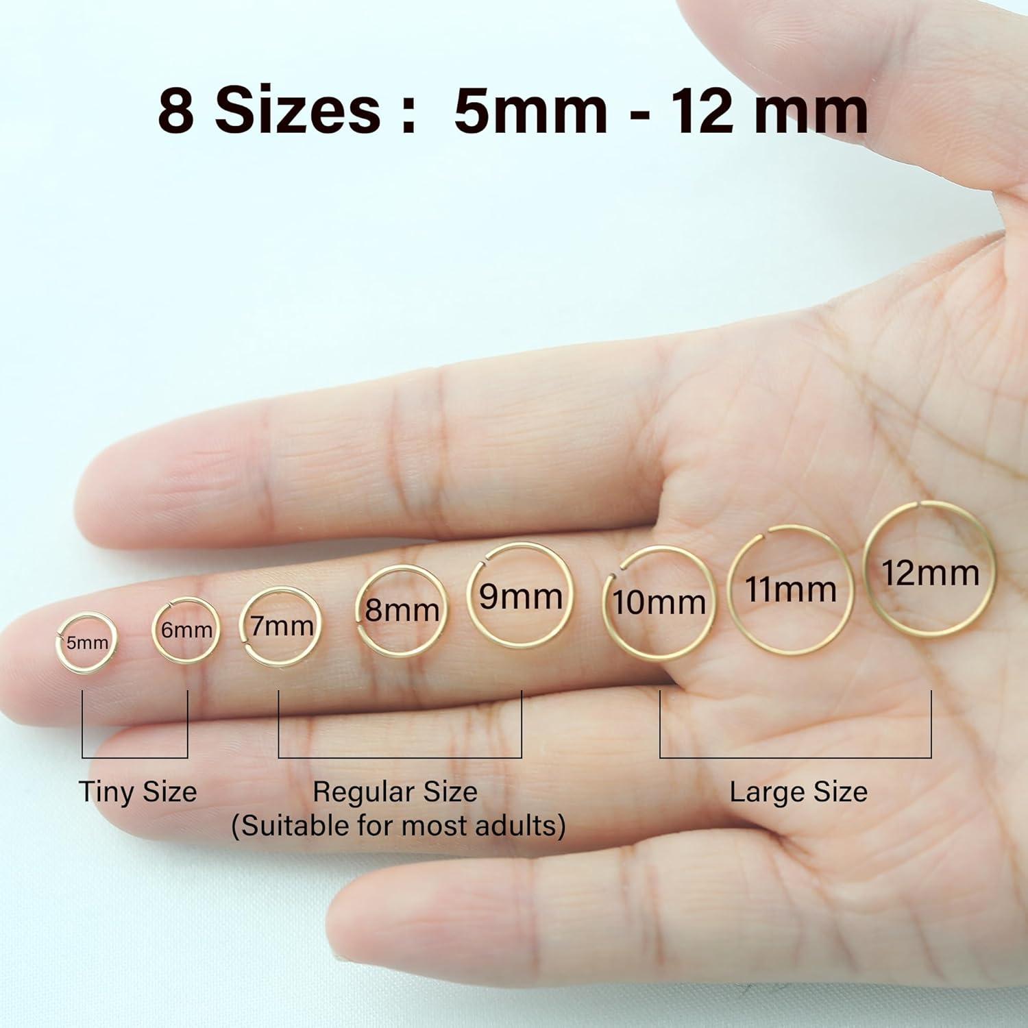 Aro de Nariz Dorado 14K 5mm 20g Hipoalergénico Unisex