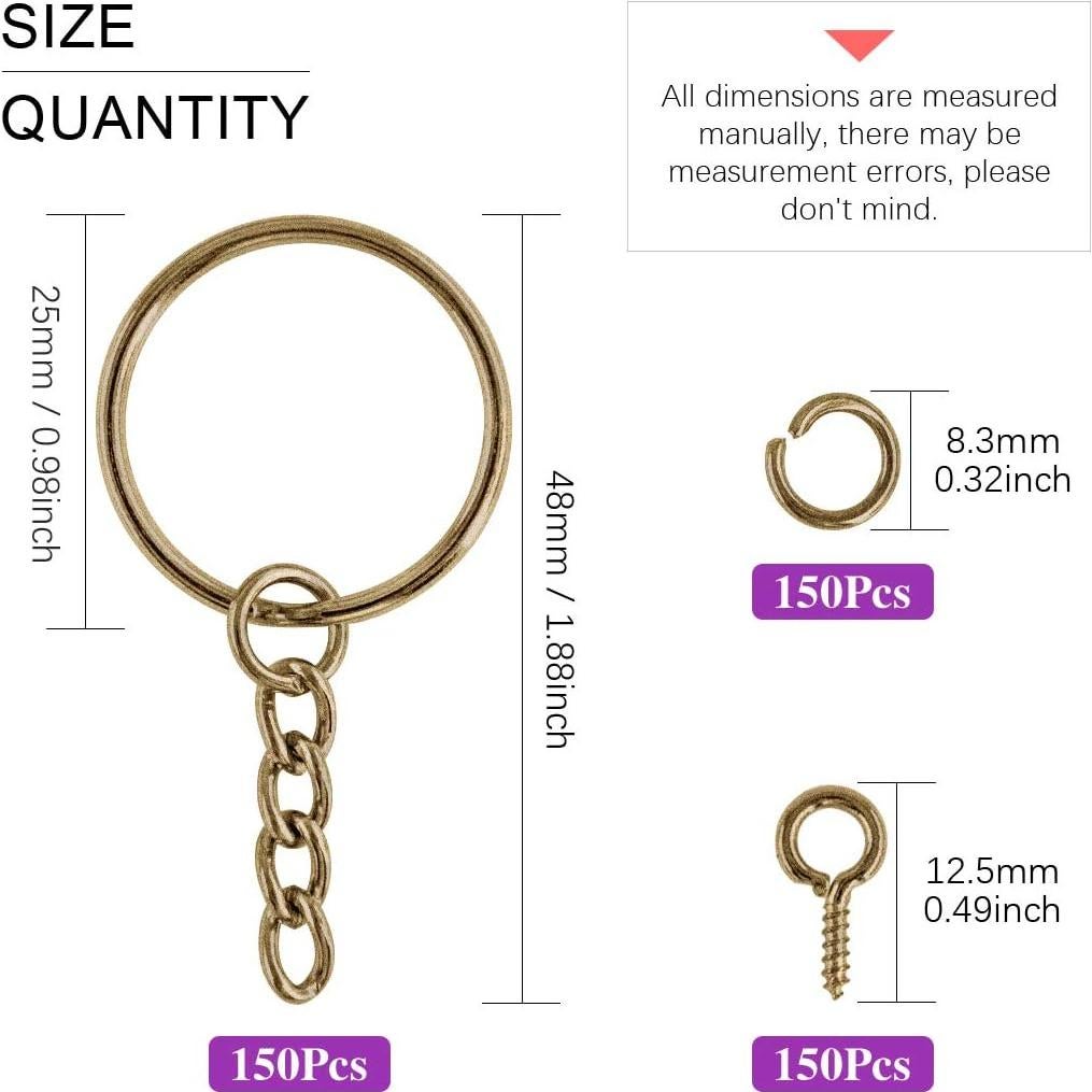 Kit 450 Piezas Anillos de Llave Swpeet 25mm con Cadena