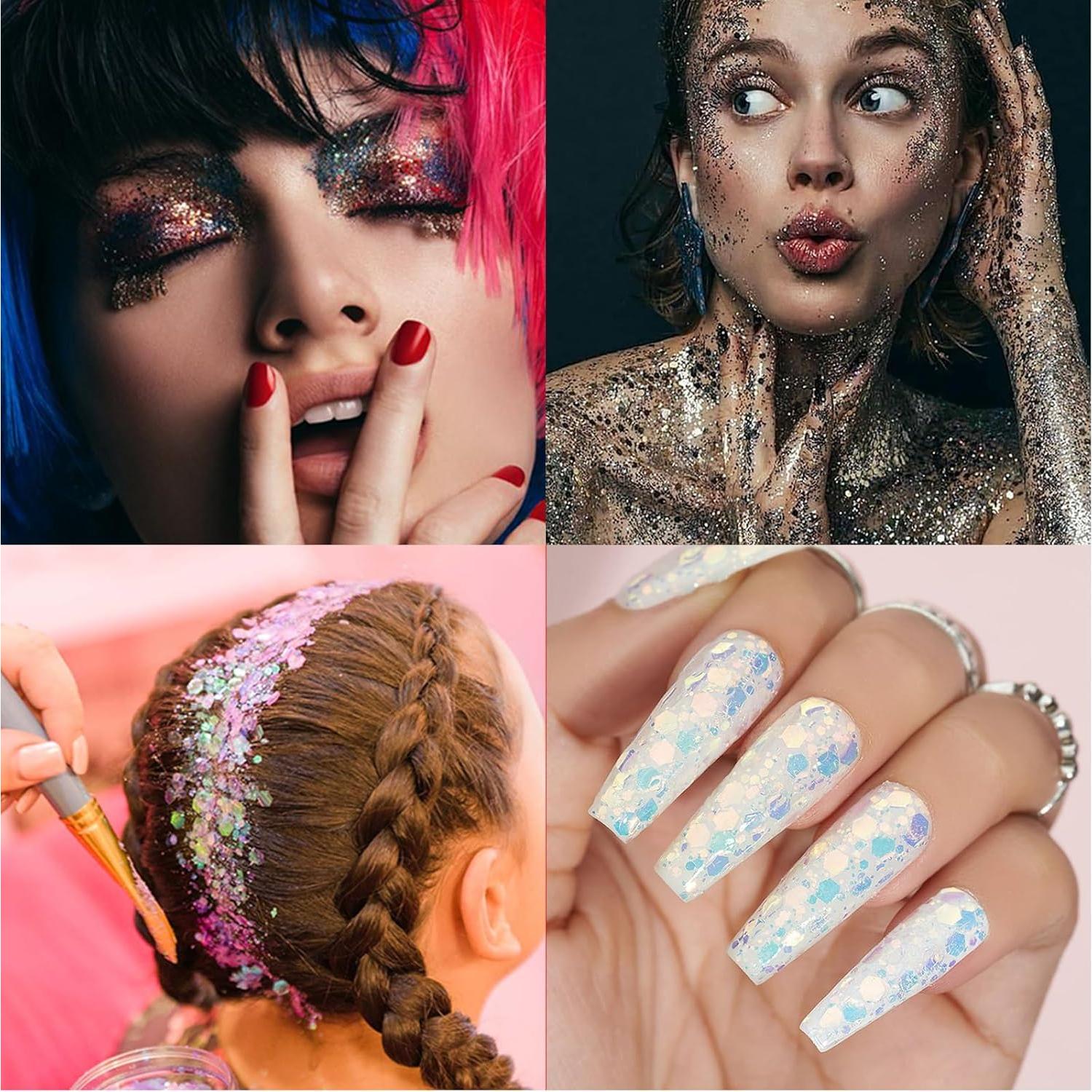 Set de 45 Brillos Holográficos Linwulte para Manualidades y Belleza