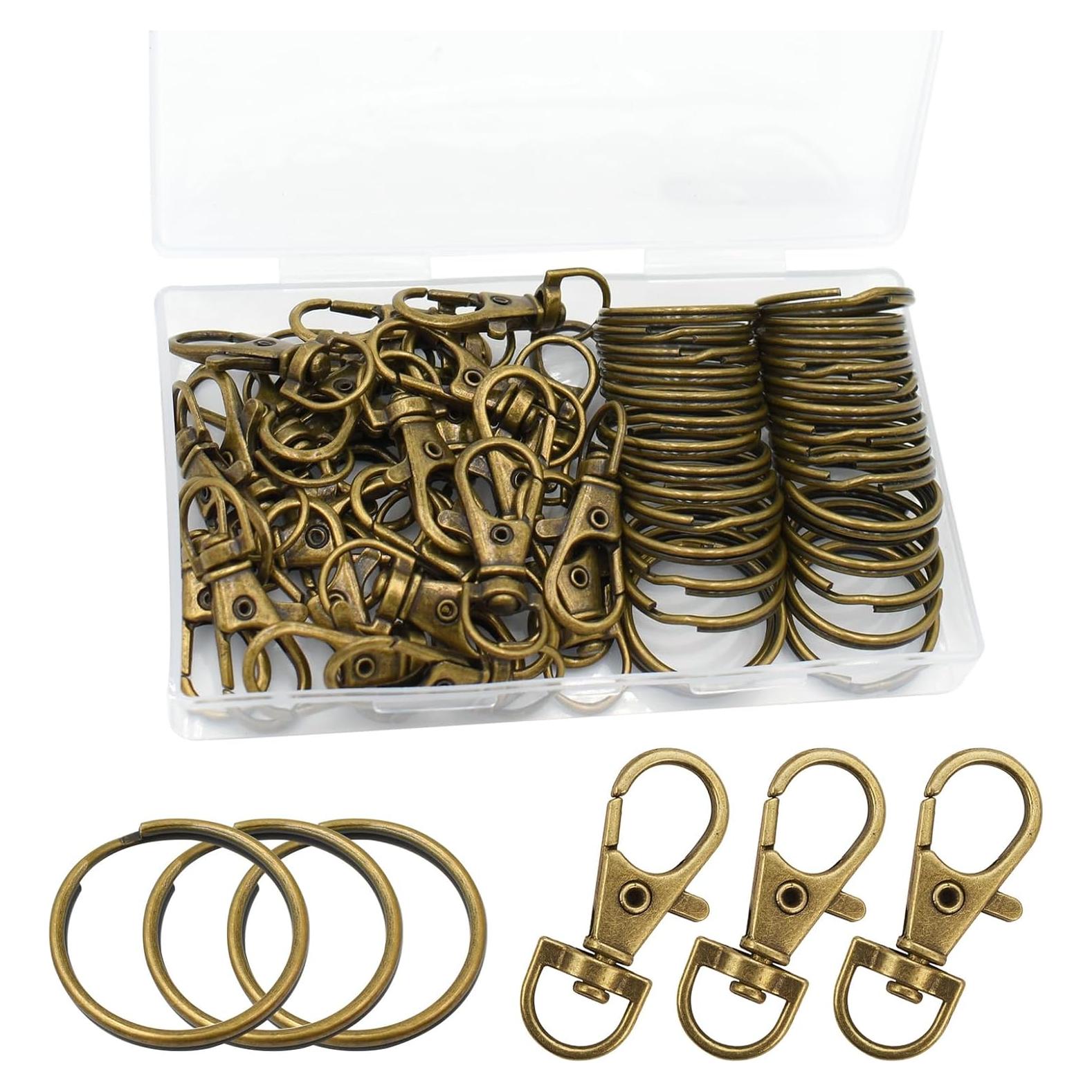 60 Ganchos Giratorios de Bronce PEOUWNES para Llaveros DIY