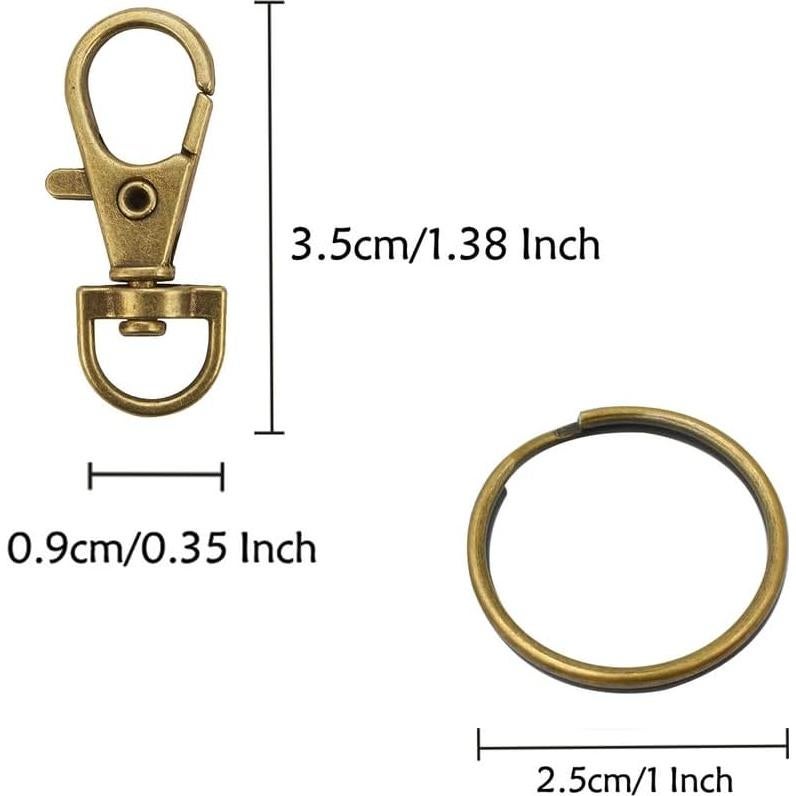 60 Ganchos Giratorios de Bronce PEOUWNES para Llaveros DIY