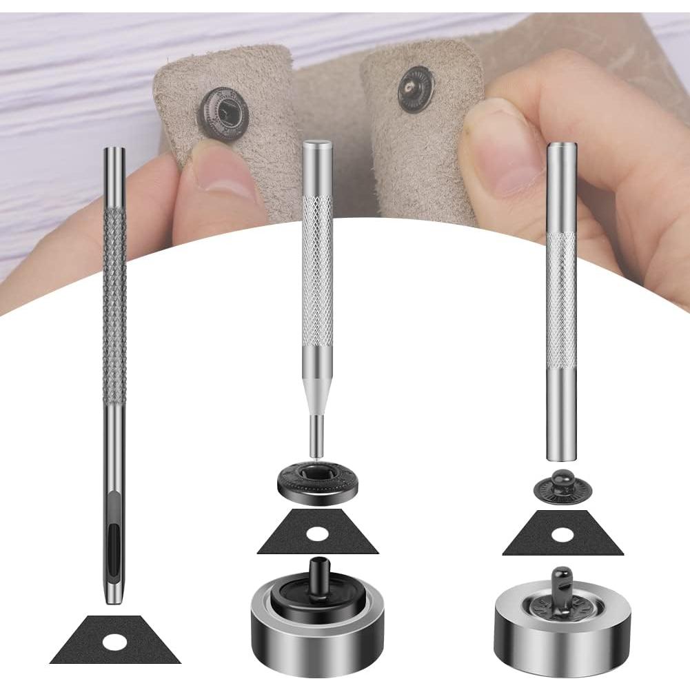 Kit de 50 Botones a Presión de Cuero TLKKUE 10mm con Herramientas