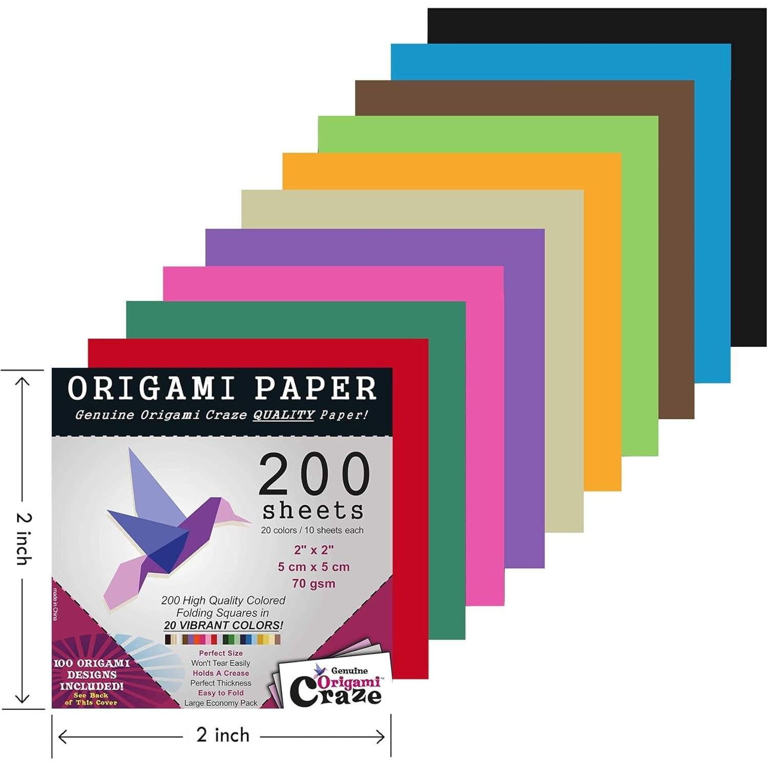 Papel de Origami 200 Hojas Origami Craze 5.08 cm 20 Colores