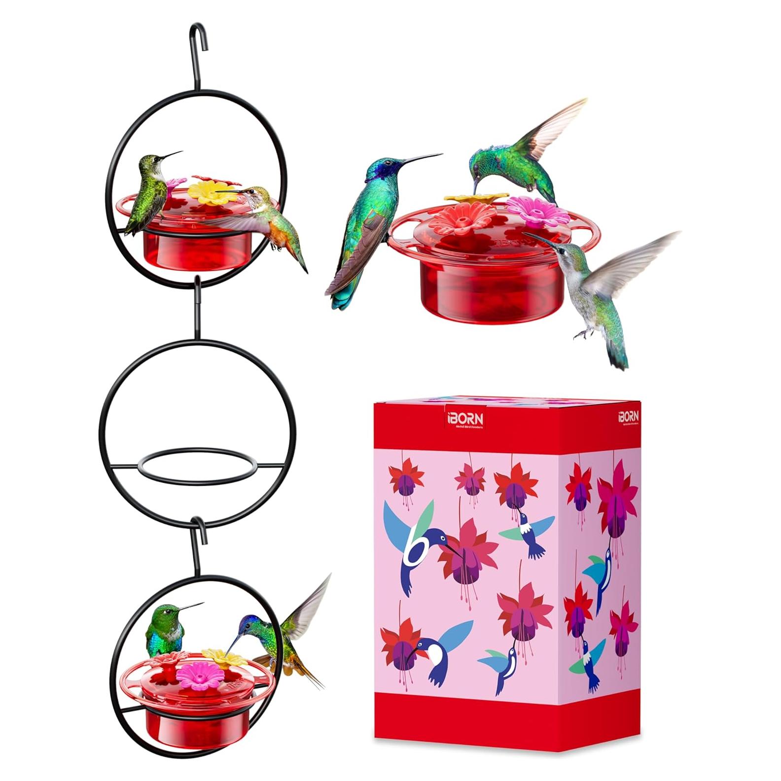 Alimentador de colibrí colgante iBorn 3oz 3PCS a prueba de abejas