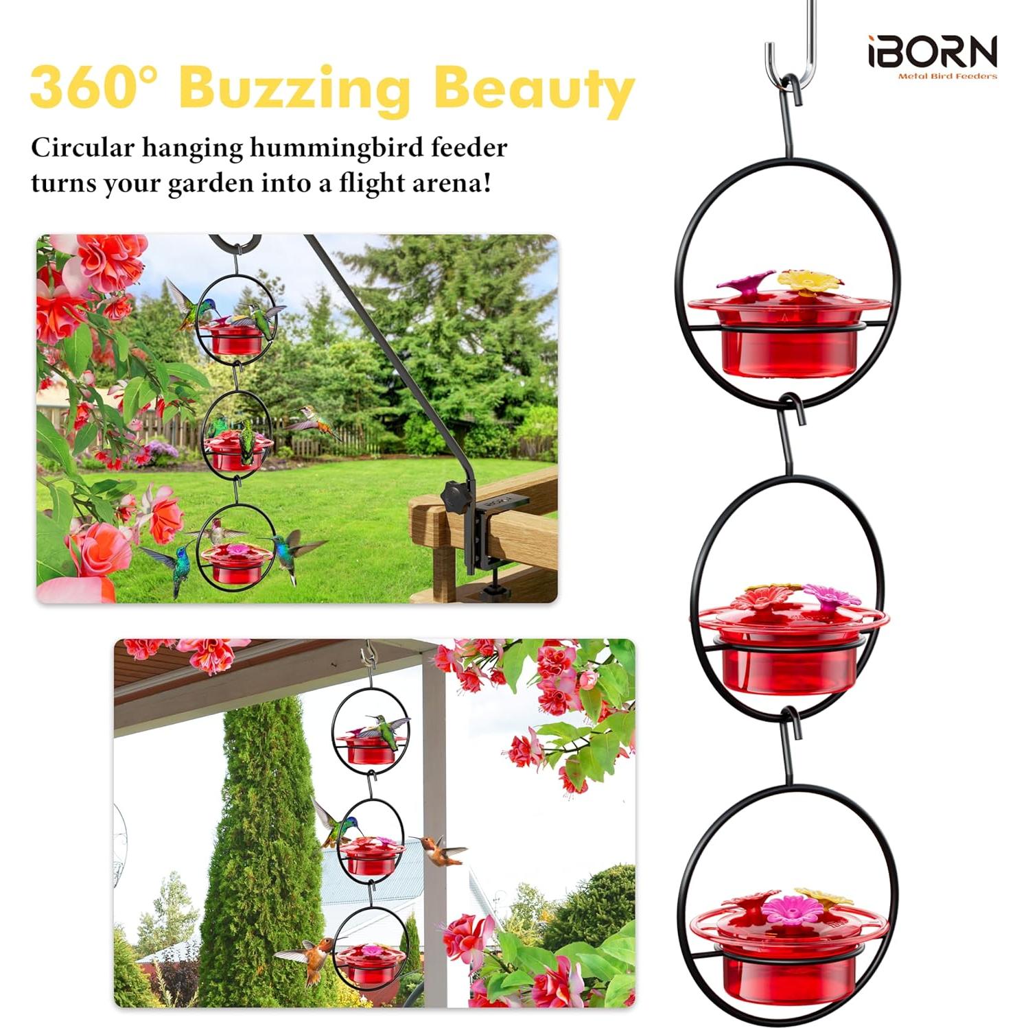 Alimentador de colibrí colgante iBorn 3oz 3PCS a prueba de abejas