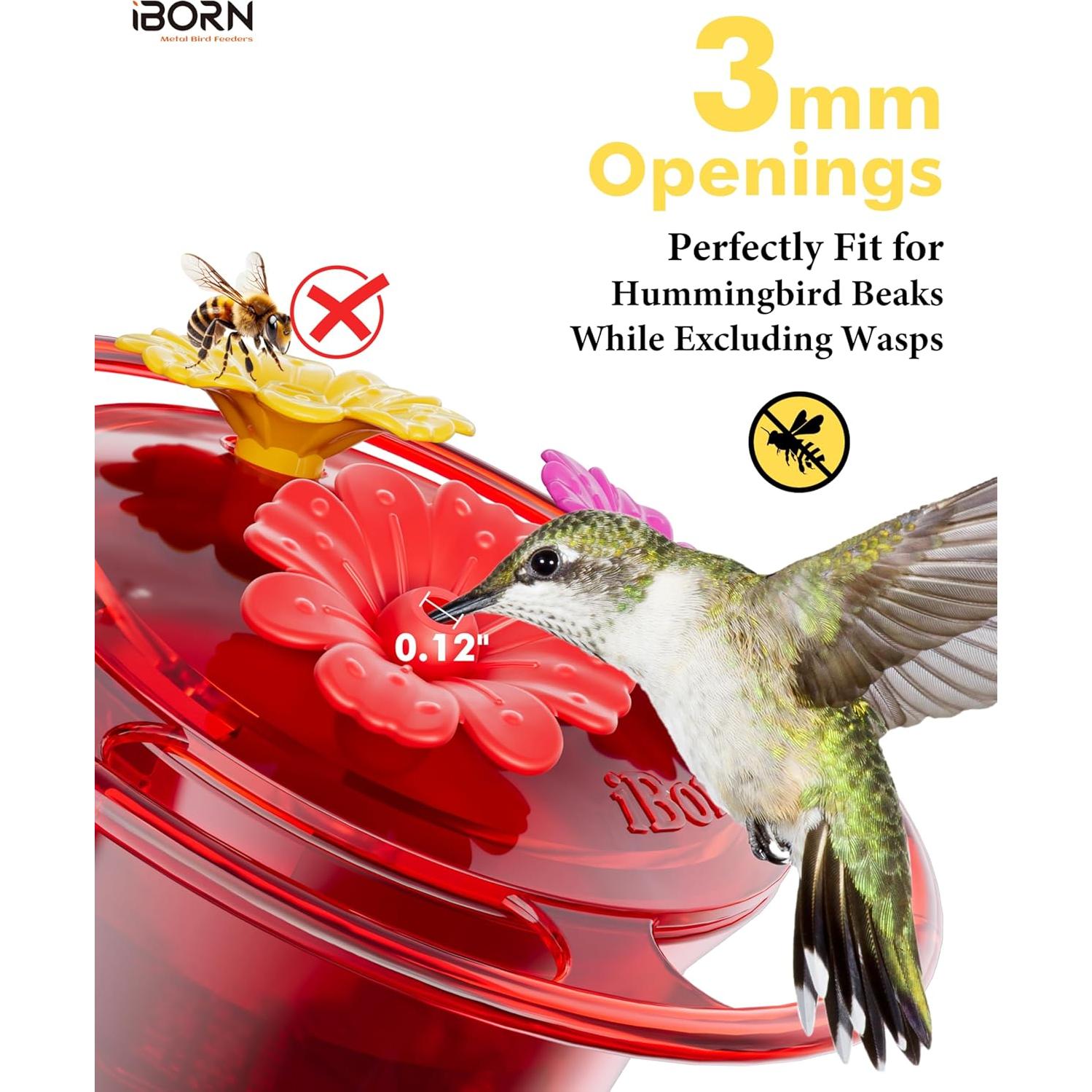 Alimentador de colibrí colgante iBorn 3oz 3PCS a prueba de abejas