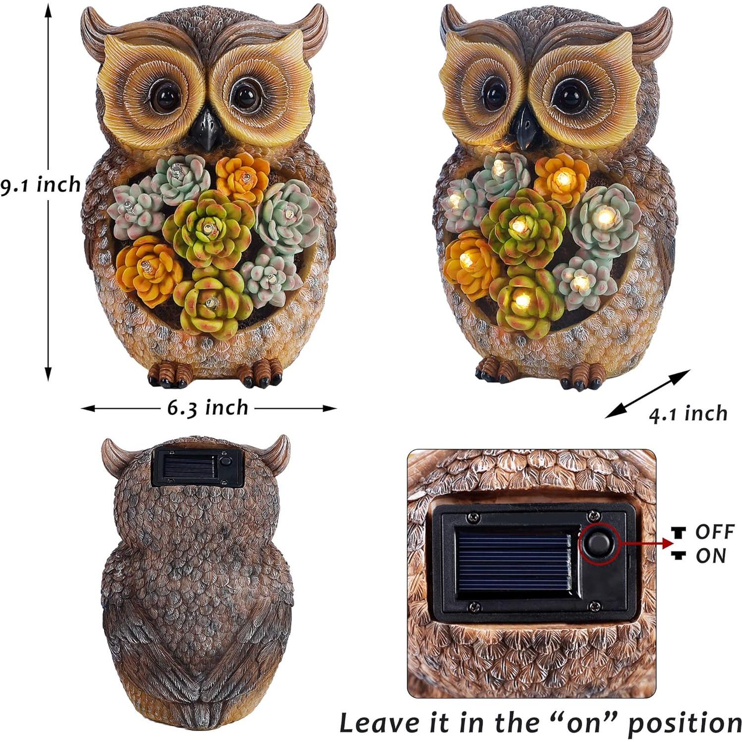 Estatua de Jardín Búho FORUP con Luces LED Solares 23.1 cm