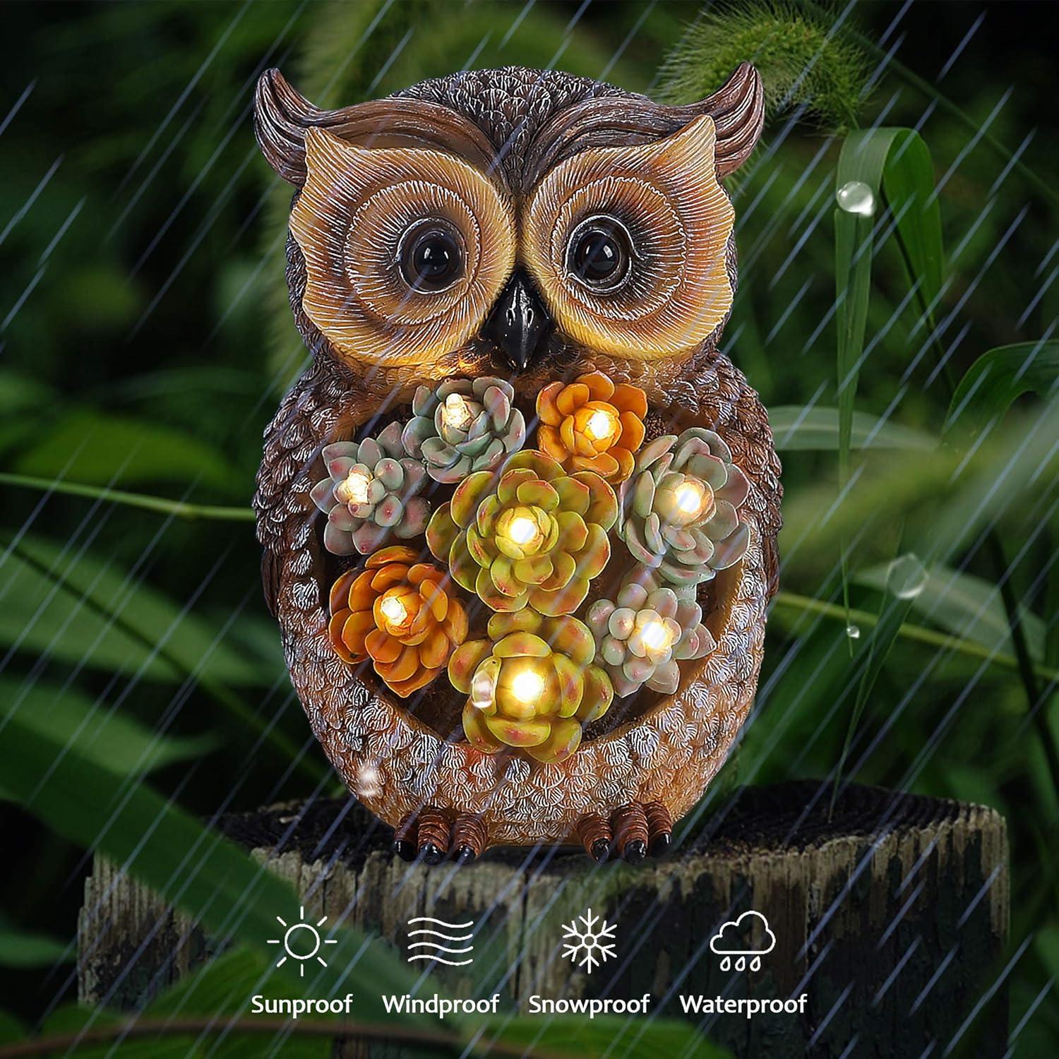 Estatua de Jardín Búho FORUP con Luces LED Solares 23.1 cm