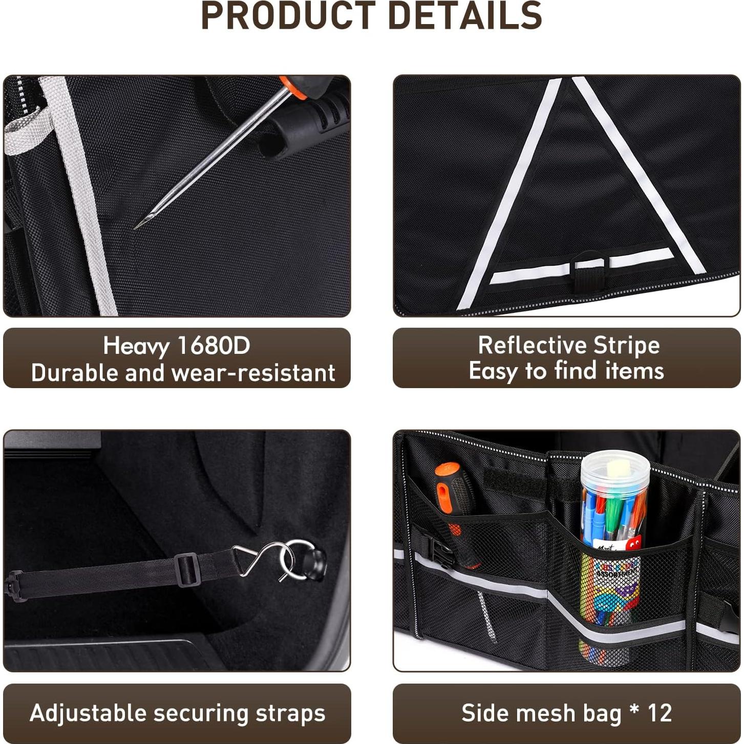 Organizador de Maletero HIRALIY 4 en 1 Plegable con Bolsa Térmica