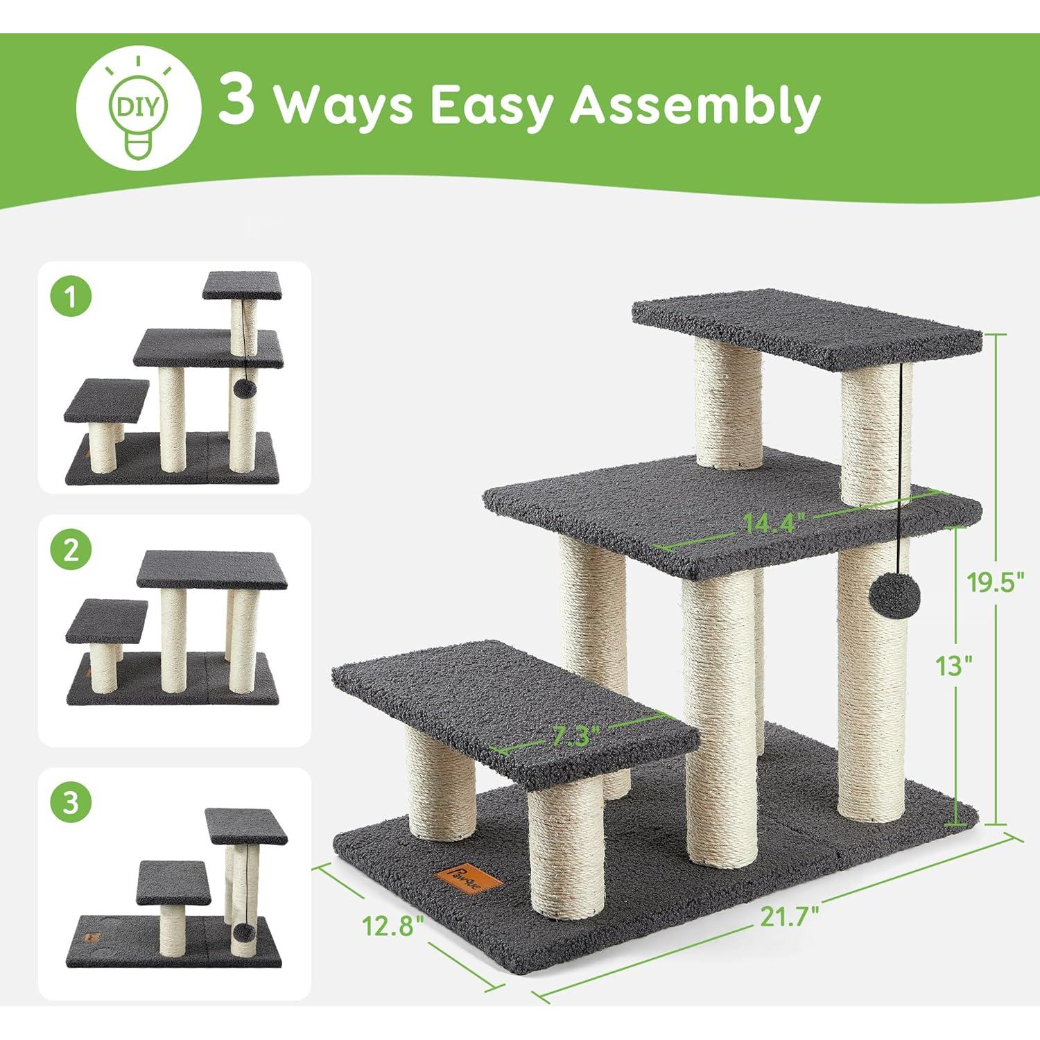 Escalera para Mascotas Pawque 3 Pasos - Soporta 68 kg