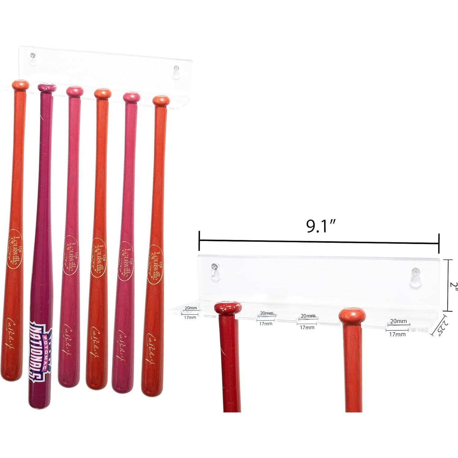 Soporte de Exhibición Acrílico Transparente para 6 Bate Mini