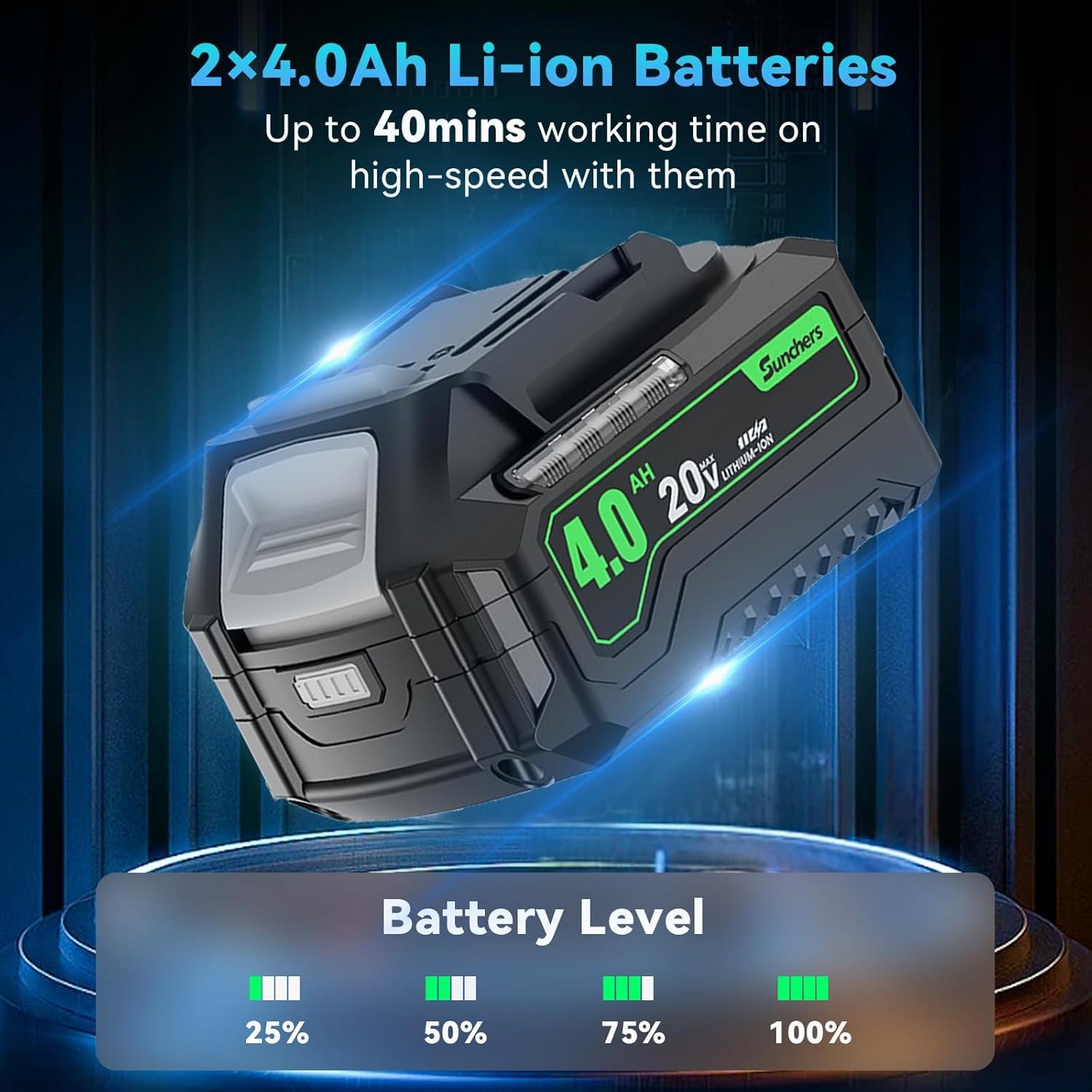 Soplador de Hojas Inalámbrico JAGROM 20V 780CFM 2 Baterías