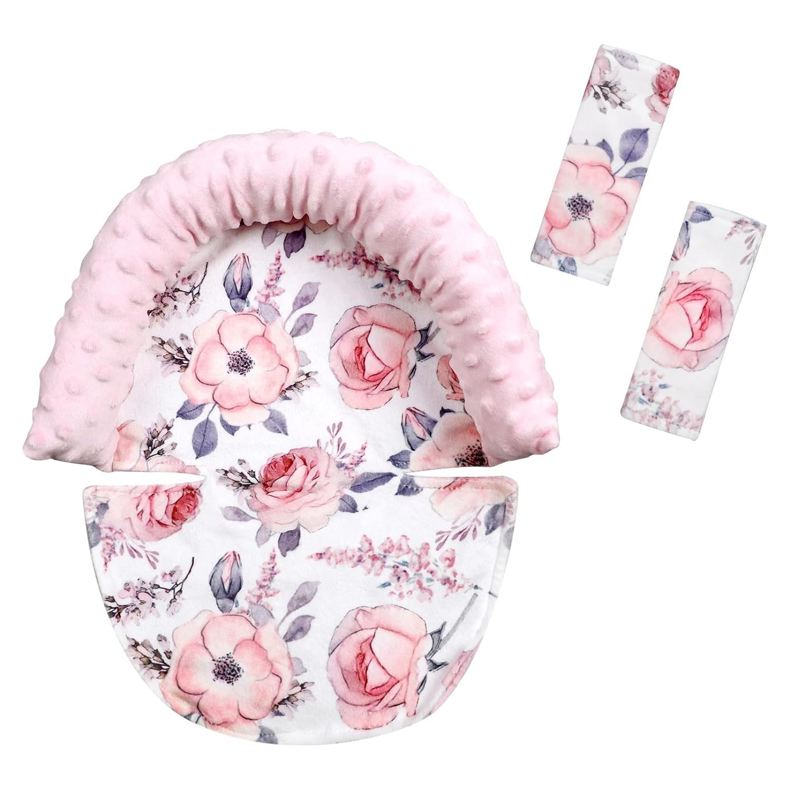 Reposacabezas para Silla de Auto Bebé Terciopelo Floral Rosa