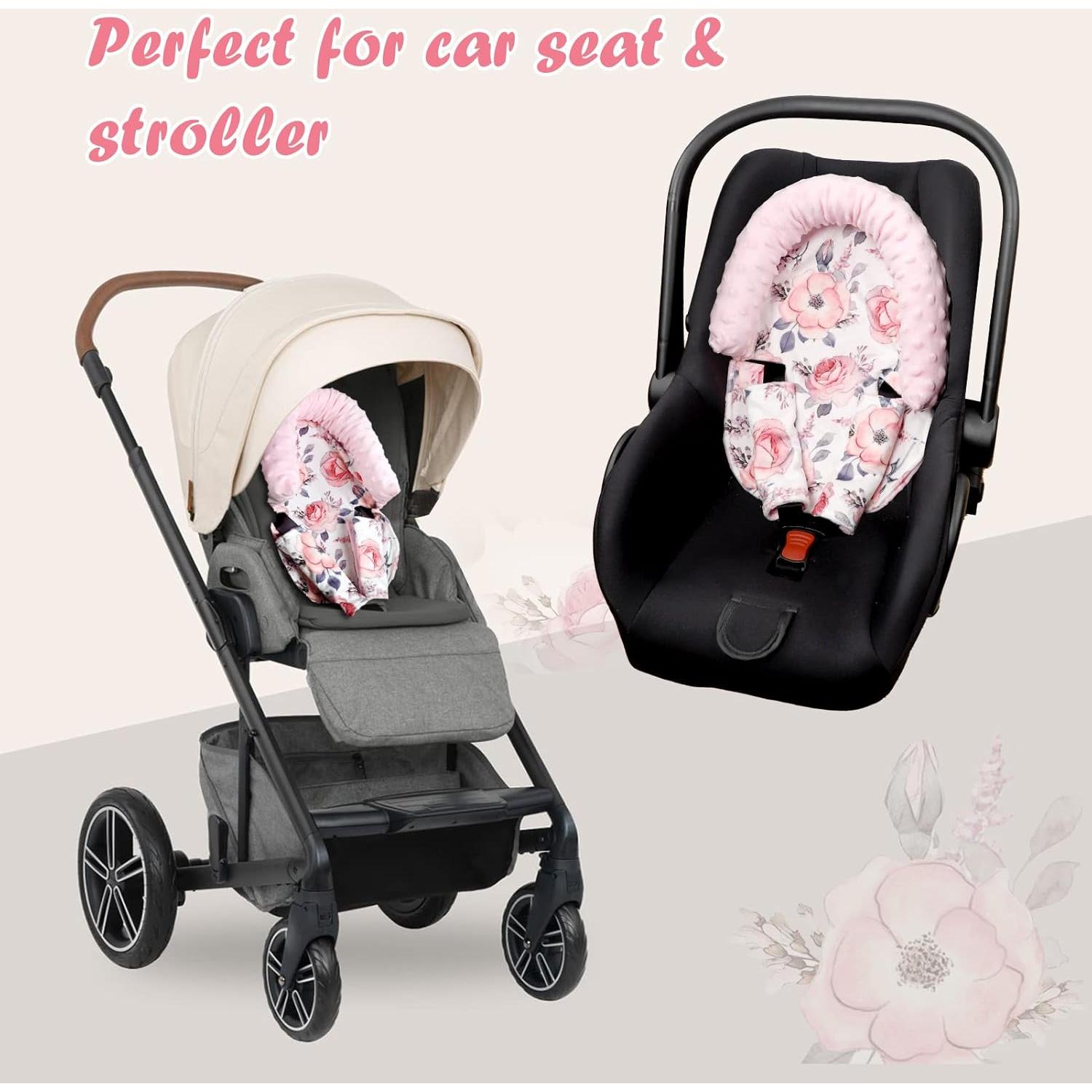 Reposacabezas para Silla de Auto Bebé Terciopelo Floral Rosa