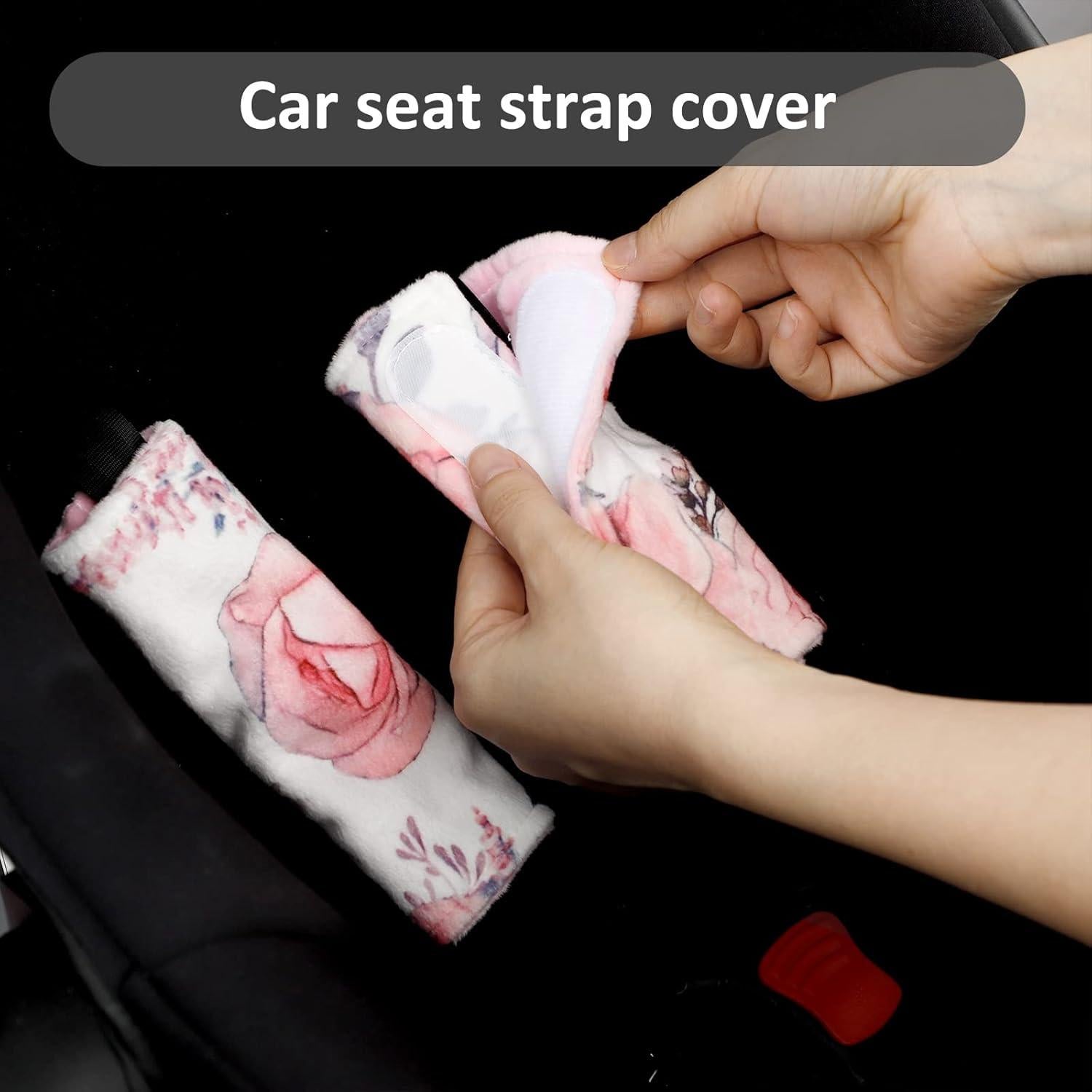 Reposacabezas para Silla de Auto Bebé Terciopelo Floral Rosa