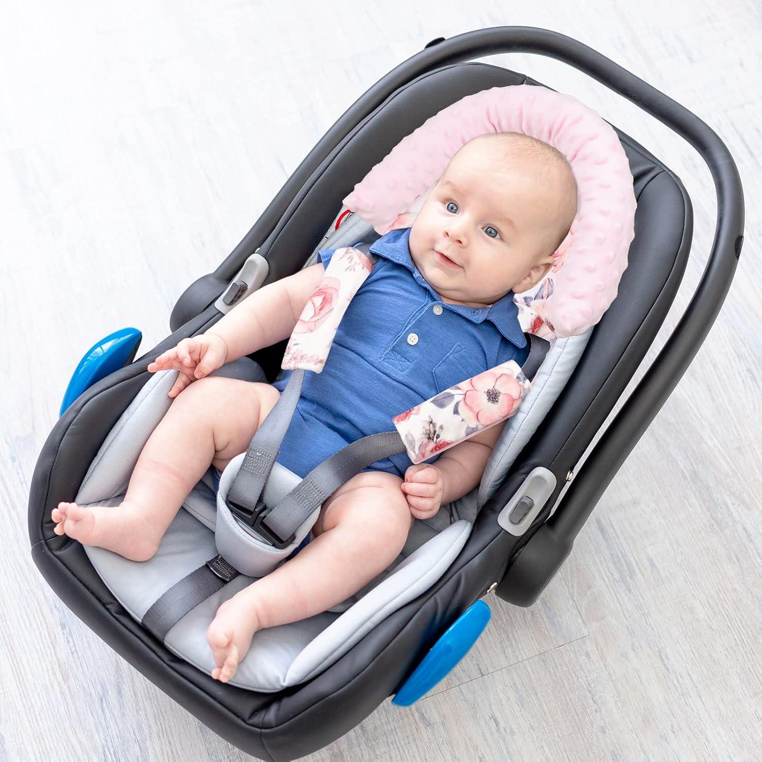 Reposacabezas para Silla de Auto Bebé Terciopelo Floral Rosa