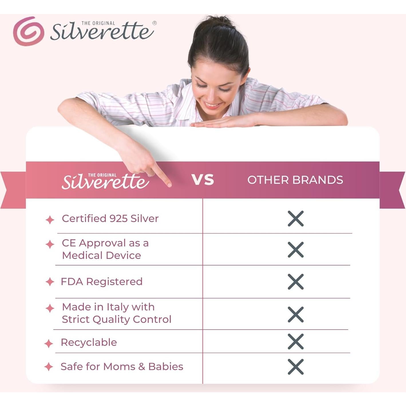 Copas de Lactancia Silverette XL de Plata 925 - Alivio Natural