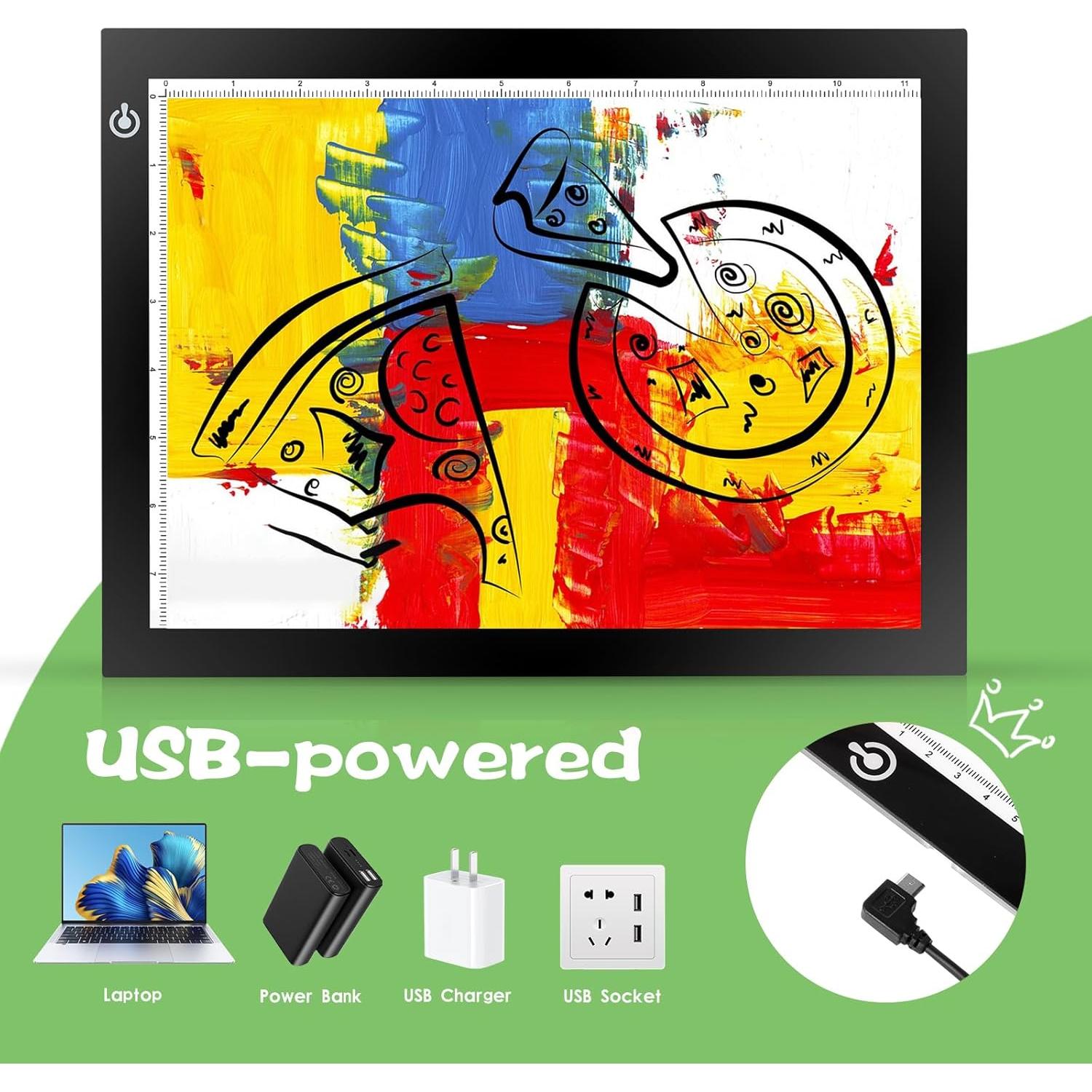 Caja de Luz LED A4 RTjoy 23x30 cm Ajustable USB para Dibujo