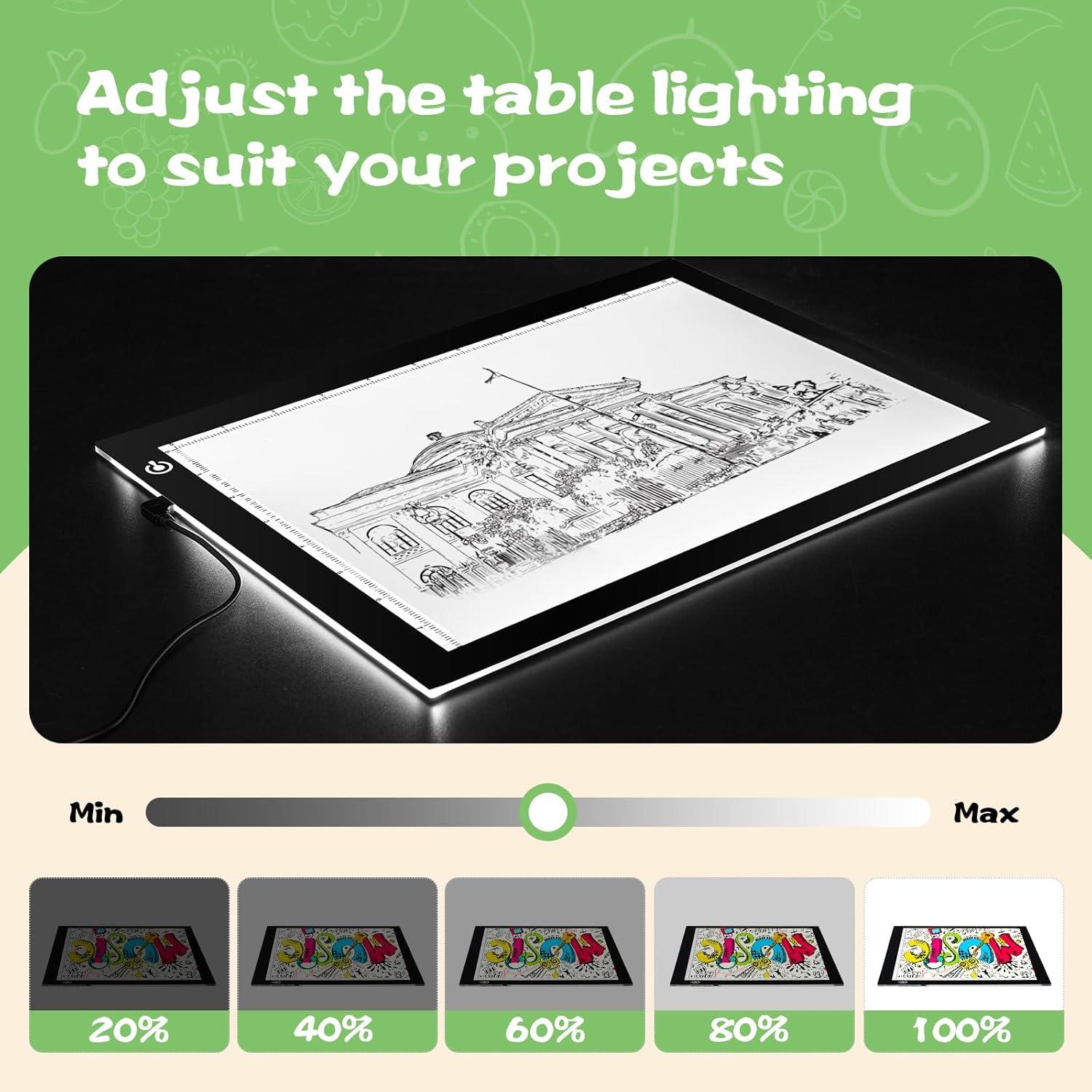 Caja de Luz LED A4 RTjoy 23x30 cm Ajustable USB para Dibujo