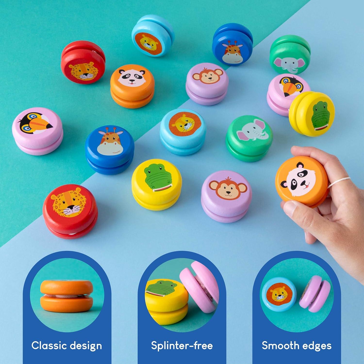 Paquete 16 Yo-Yos de Madera Selva Bonnyco para Niños