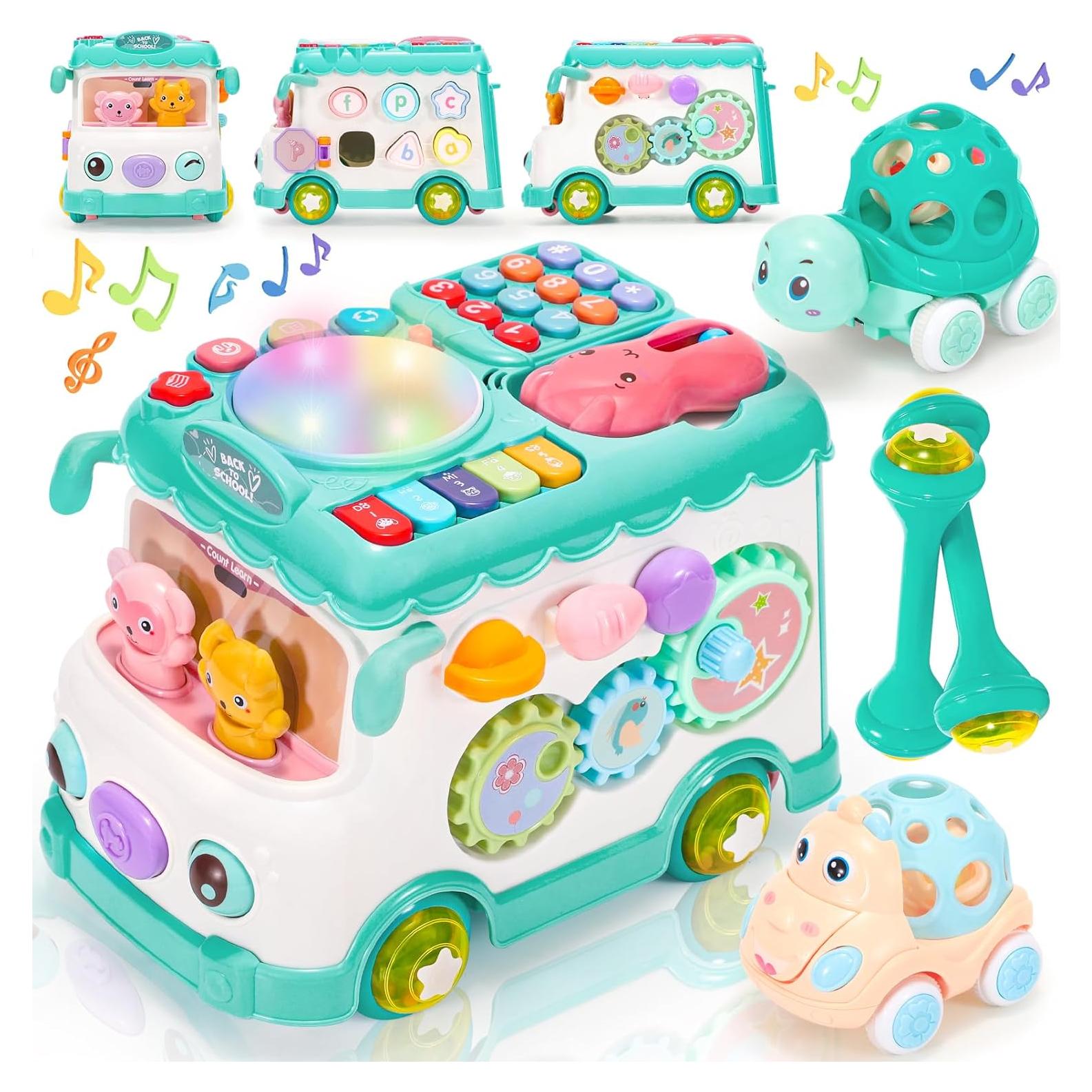 Juguete Montessori Autobús Educativo AmiDear 10 en 1 Azul