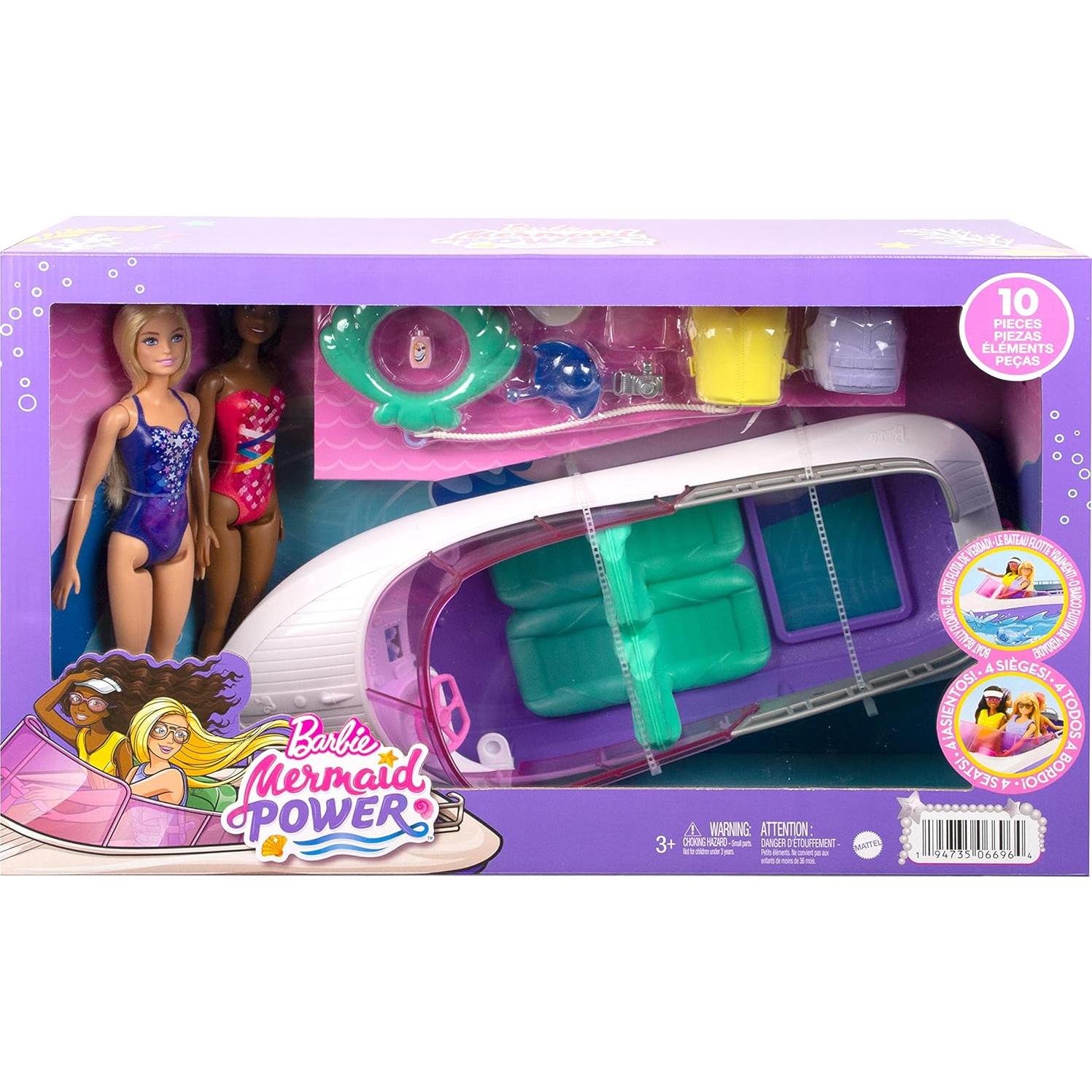 Set de Juego Barbie Poder Sirena con Barco y Accesorios