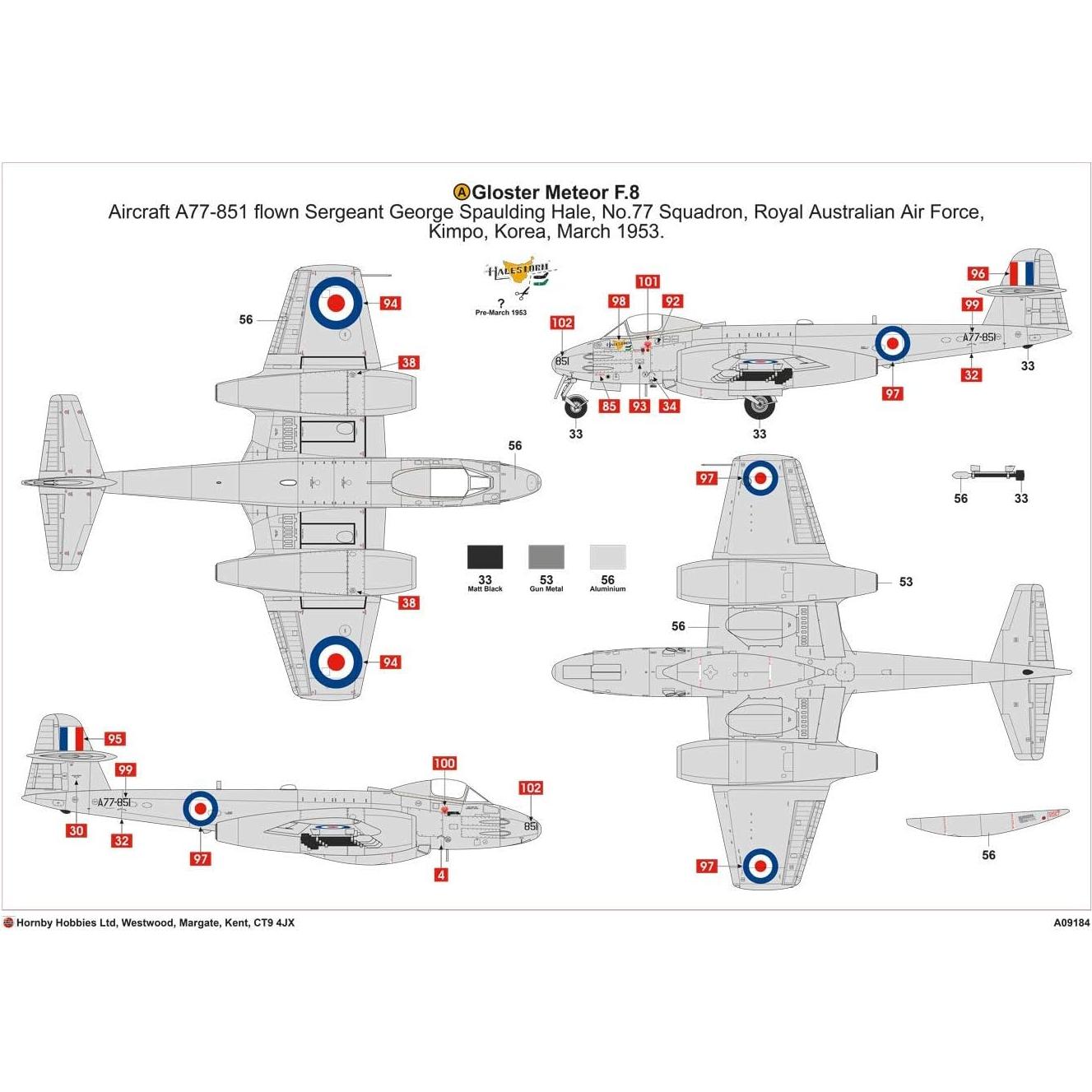 Kit de Modelo Gloster Meteor F8 1:48 Airfix Guerra de Corea