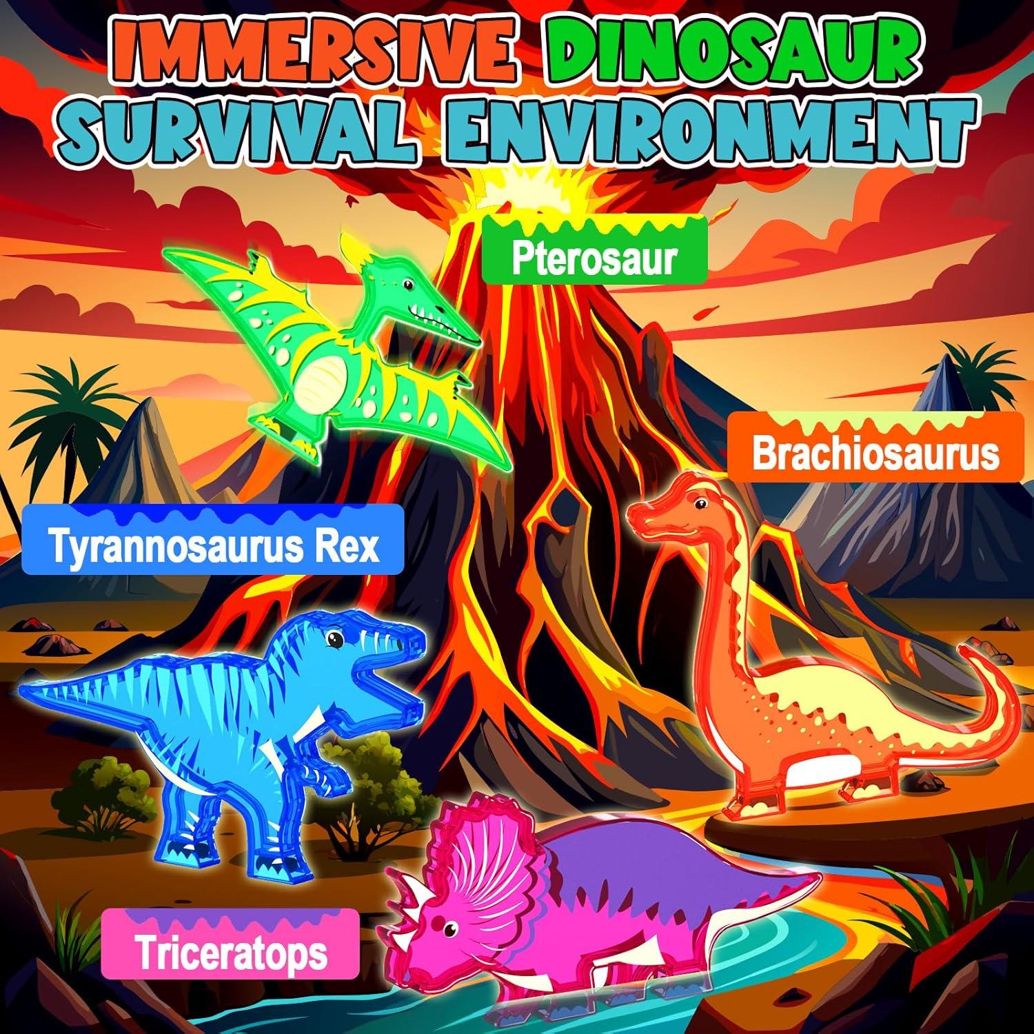 Juego de Azulejos Magnéticos Coodoo Dinosaurios de Lava 48 Piezas