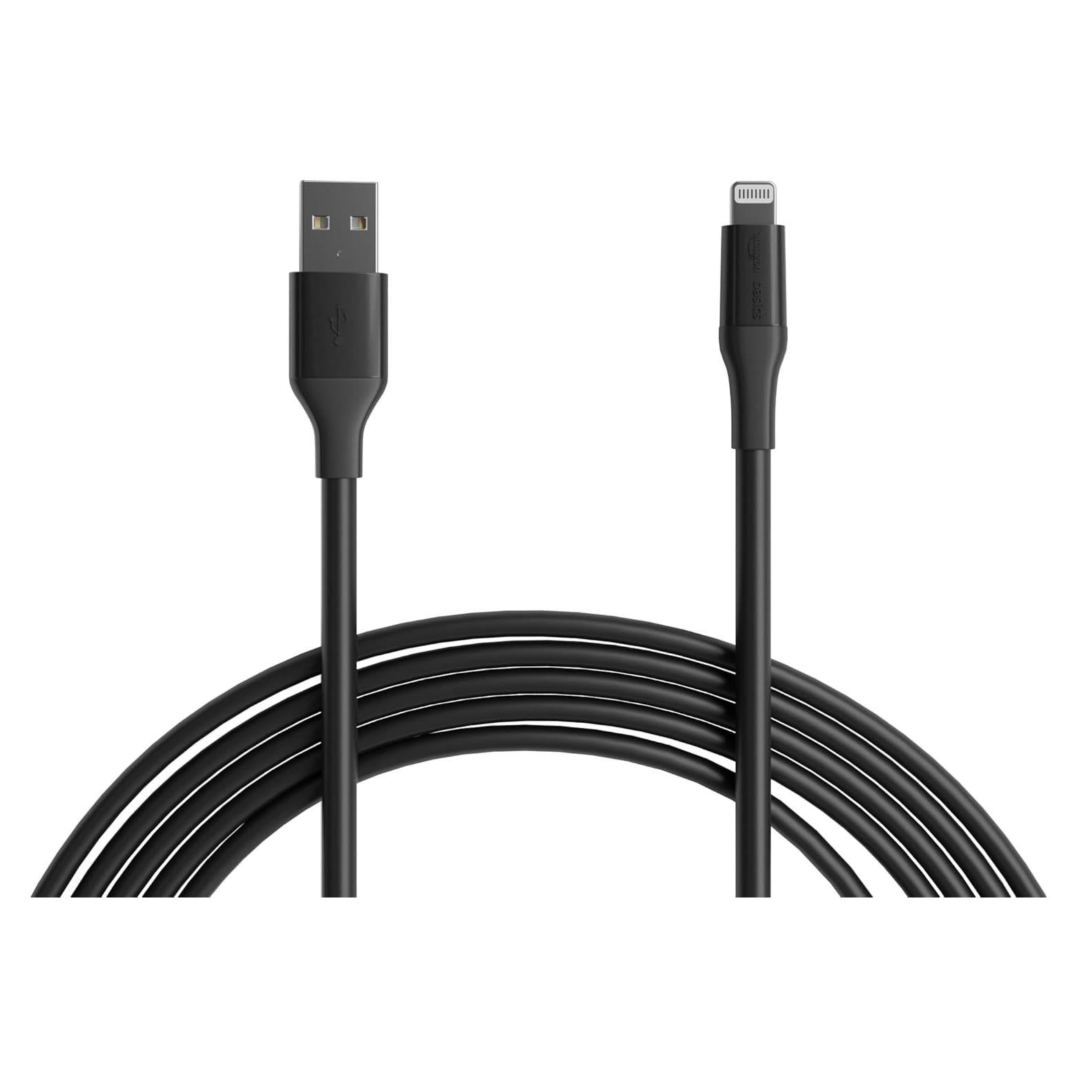Cable de carga USB-A a Lightning Amazon Basics 3.05m Negro
