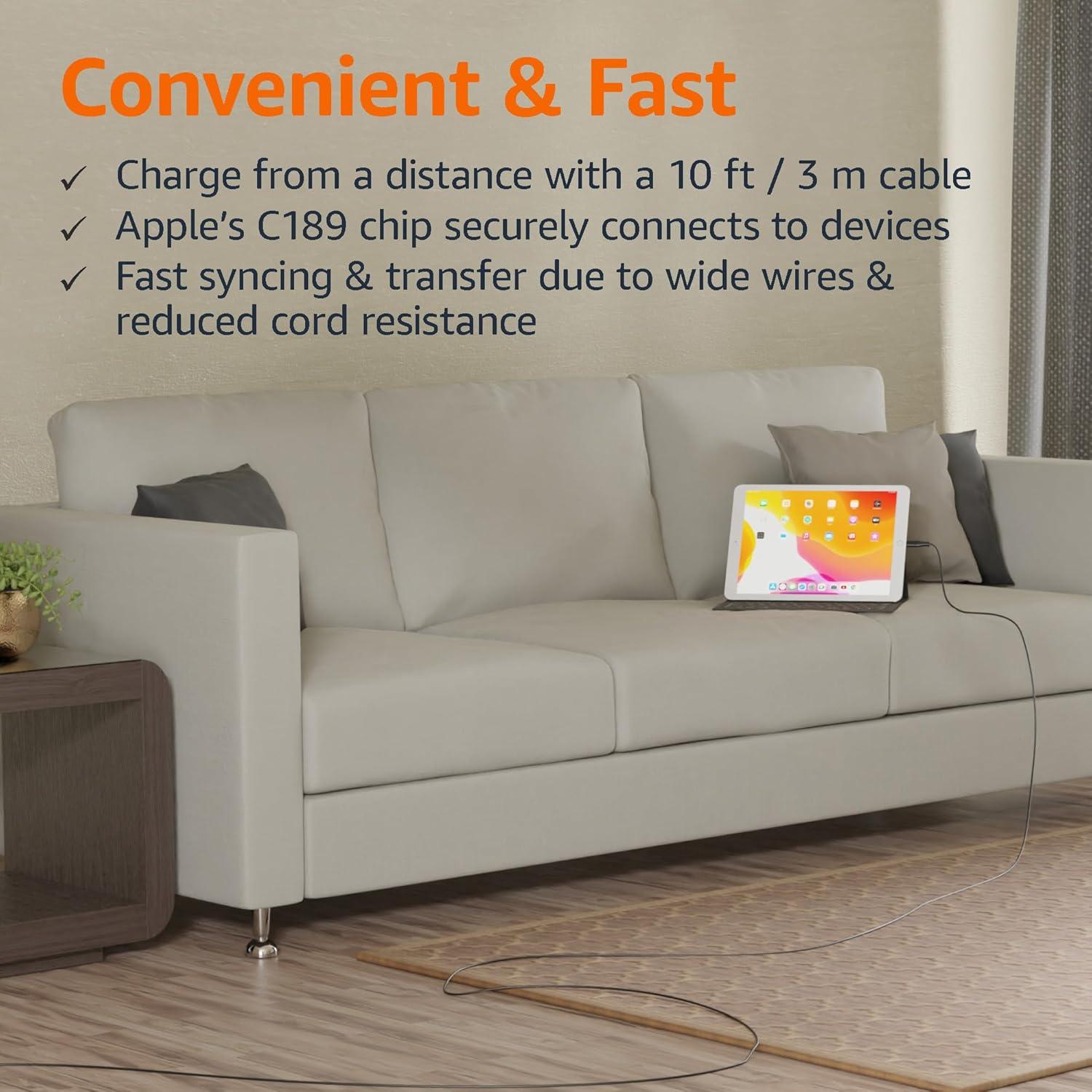 Cable de carga USB-A a Lightning Amazon Basics 3.05m Negro