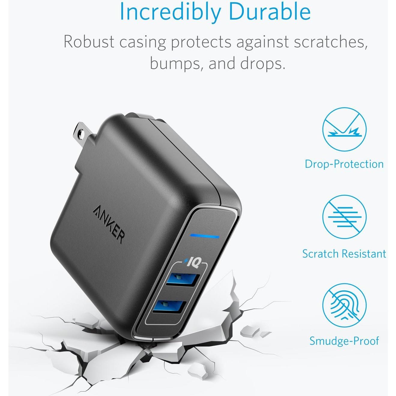 Cargador de Pared USB Anker PowerPort 2 Elite 24W Doble Puerto