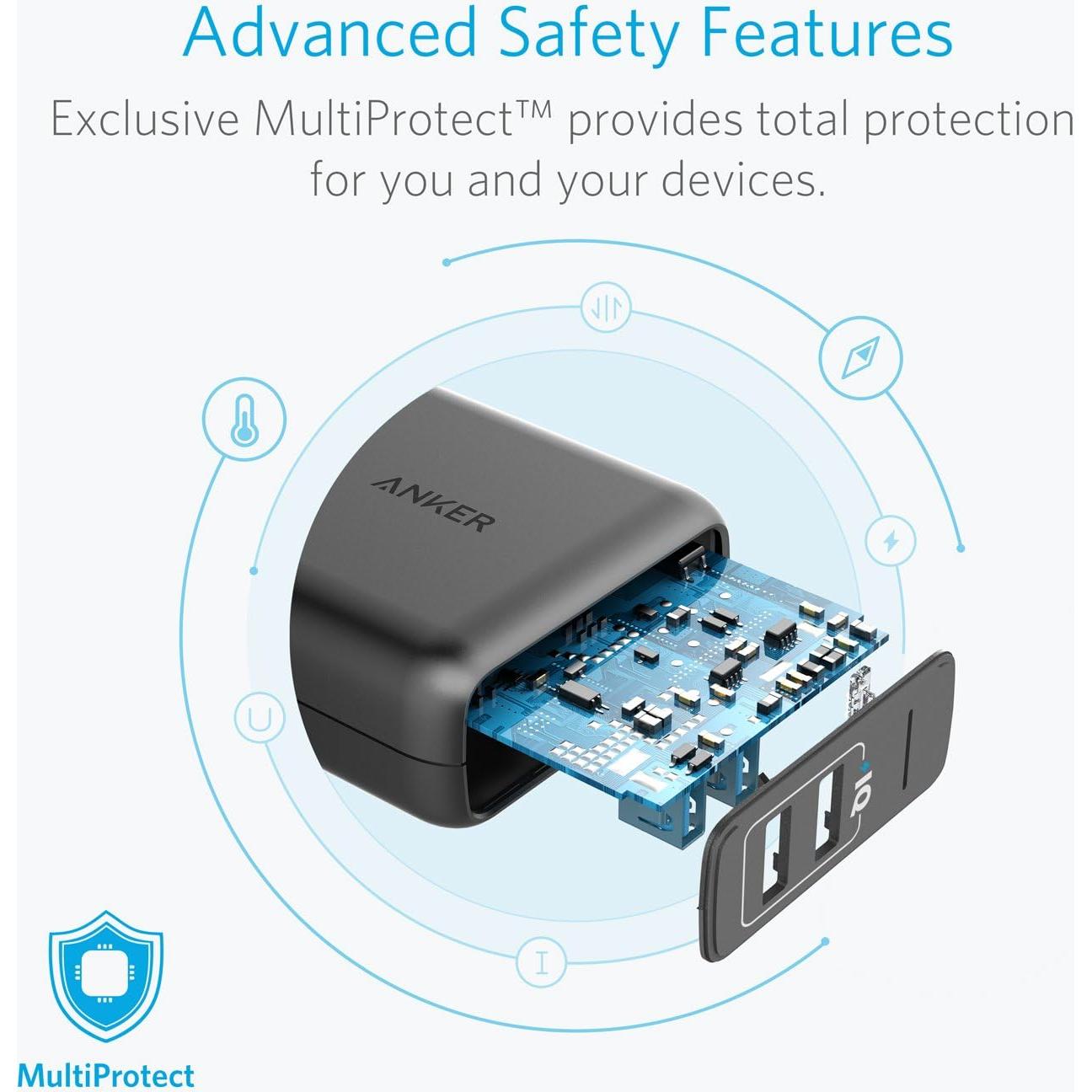 Cargador de Pared USB Anker PowerPort 2 Elite 24W Doble Puerto