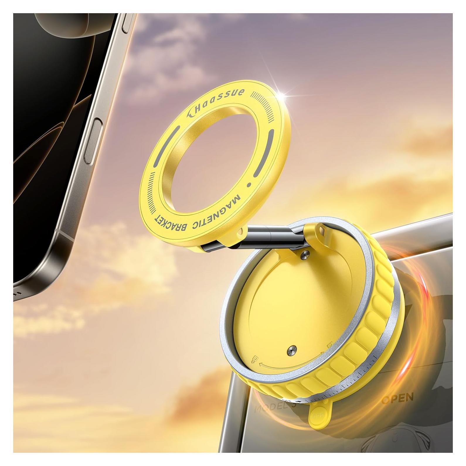 Soporte Magnético para Teléfono Haassue 360° Amarillo