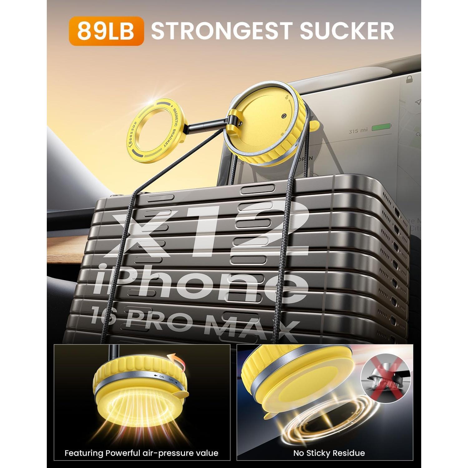 Soporte Magnético para Teléfono Haassue 360° Amarillo